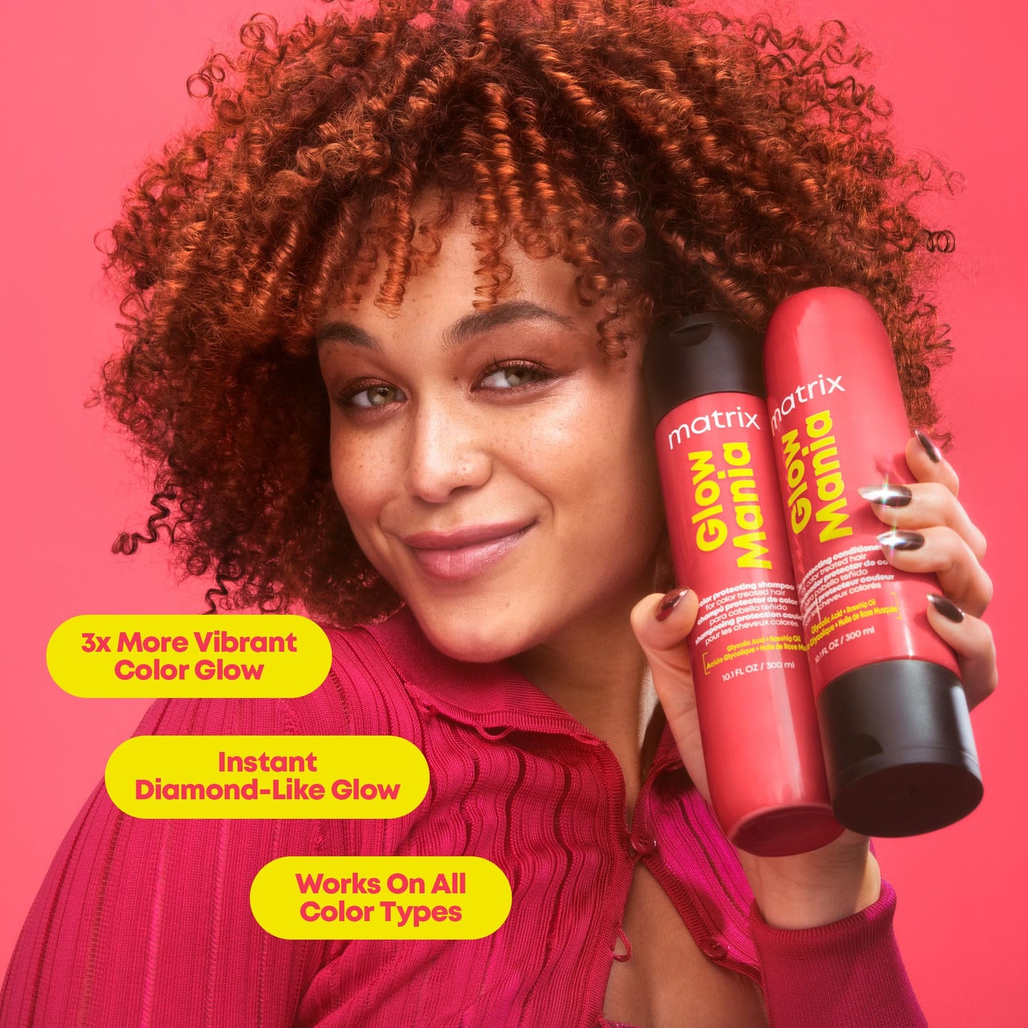 MATRIX Glow Mania Shampoo - Enhances Shine, Preserves and Protects Color Vibrancy, For Dull and Color-Treated Hair, Sulfate-Free, With Glycolic Acid & Rosehip Oil, 10.1 Fl Oz