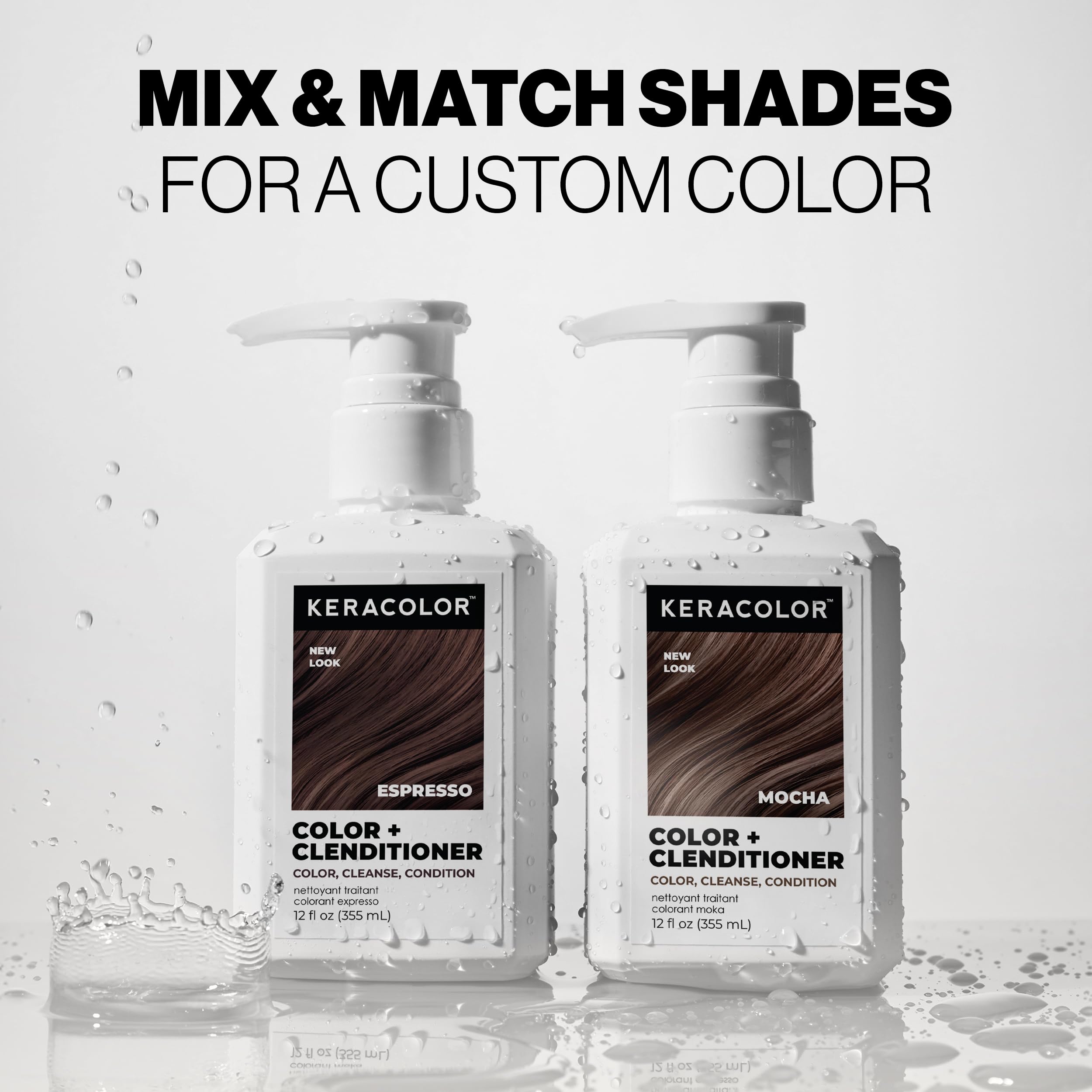 Keracolor Color + Clenditioner 3-in-1 Color-Depositing Conditioner, Gently Cleanses & Conditions, Semi-Permanent Espresso Hair Color, 12 Fl Oz
