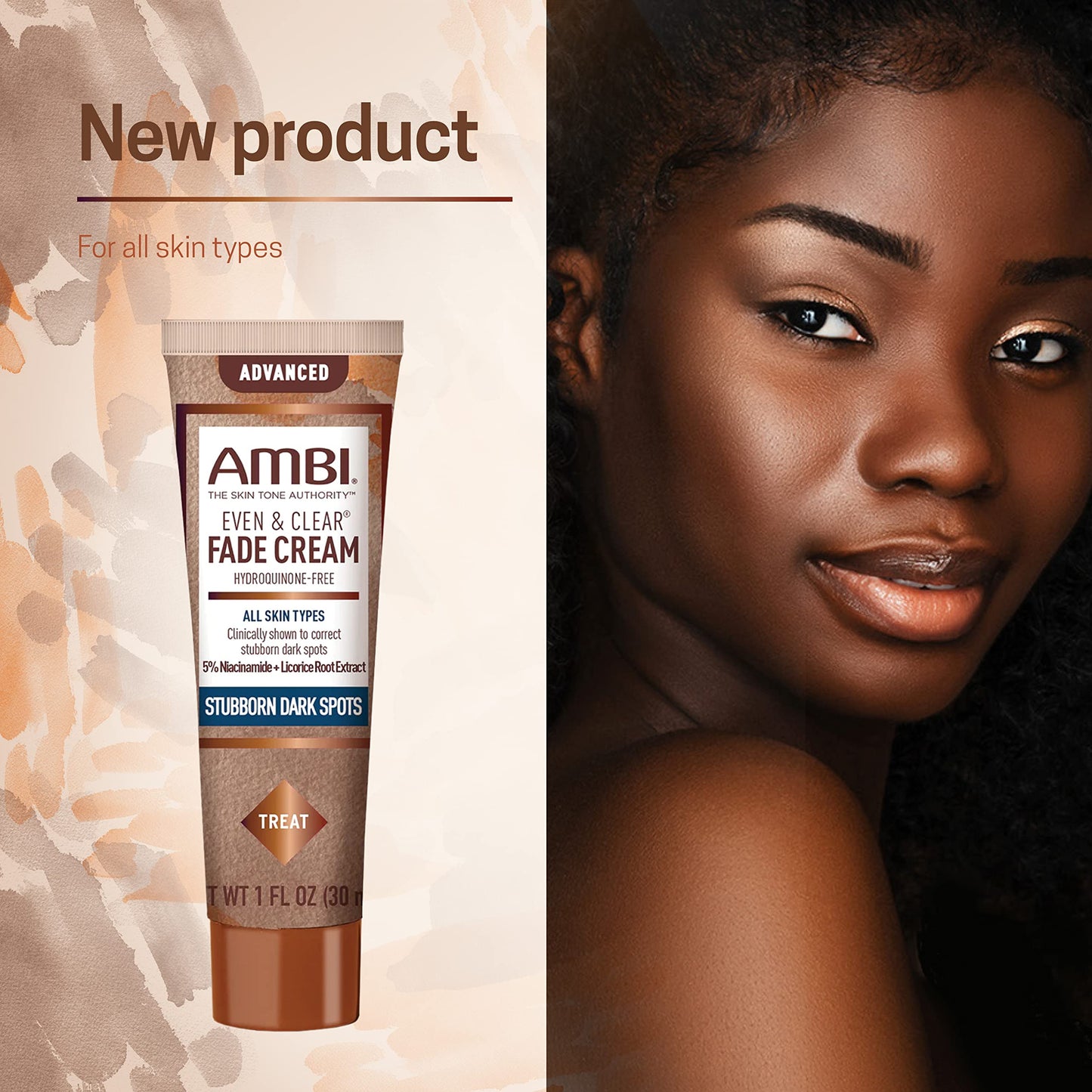 Ambi Even &amp; Clear Advanced Fade Cream，不含对苯二酚，色素沉着治疗，顽固黑斑修复，2-3 周即可见效，烟酰胺、甘草根提取物、PHA，1 液体盎司