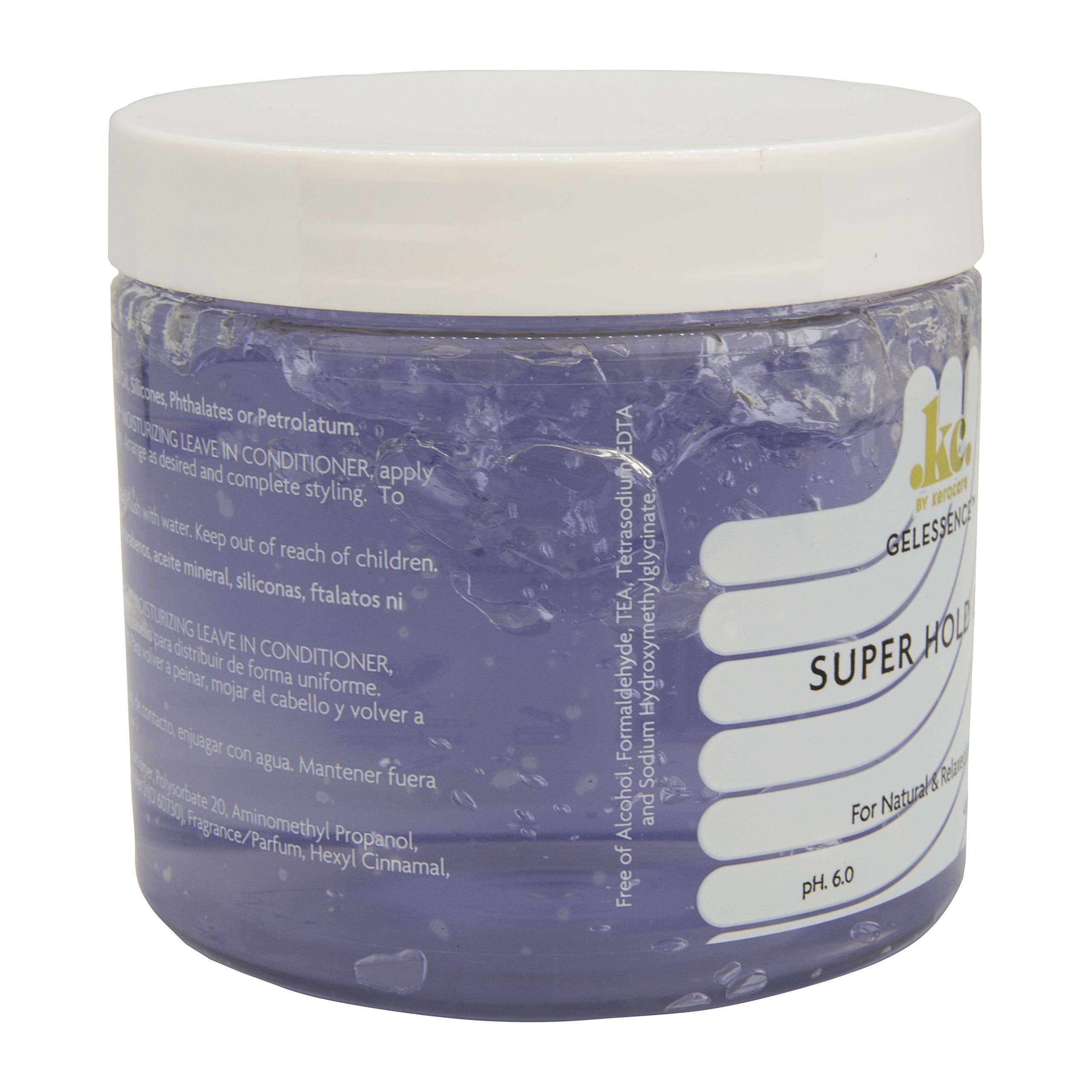 KeraCare GelEssence Super Hold Gel - 16 ounce - Maximum Hold- Adds Shine - Flake Free - Vegan - Crunch Free - Nonstick Formula - For Relaxed and Natural Hair