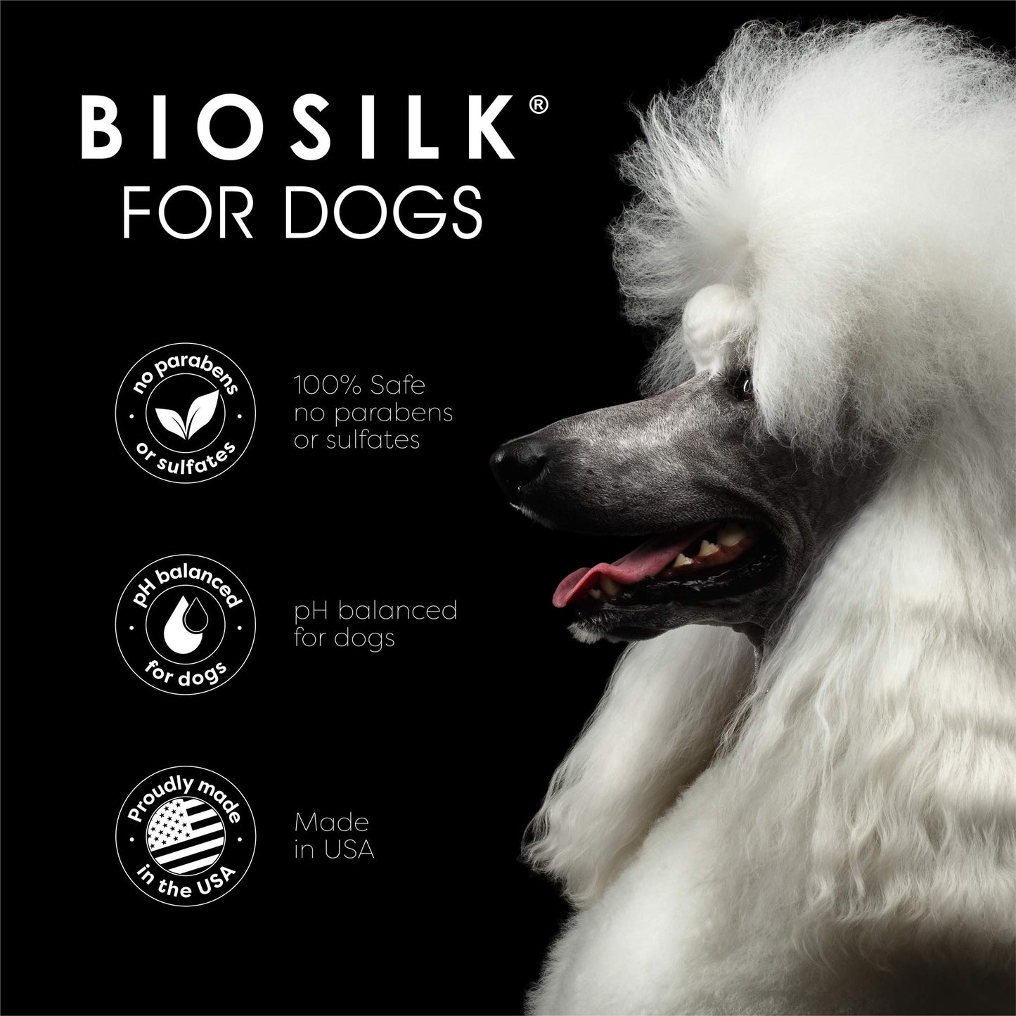 Black BioSilk Silk Therapy Conditioning Detangling Spray for Dogs with Natural Coconut Oil, Leave-In Detangler and Conditioner, Dematting Grooming Spray, Sulfate Free, 7 Fl Oz