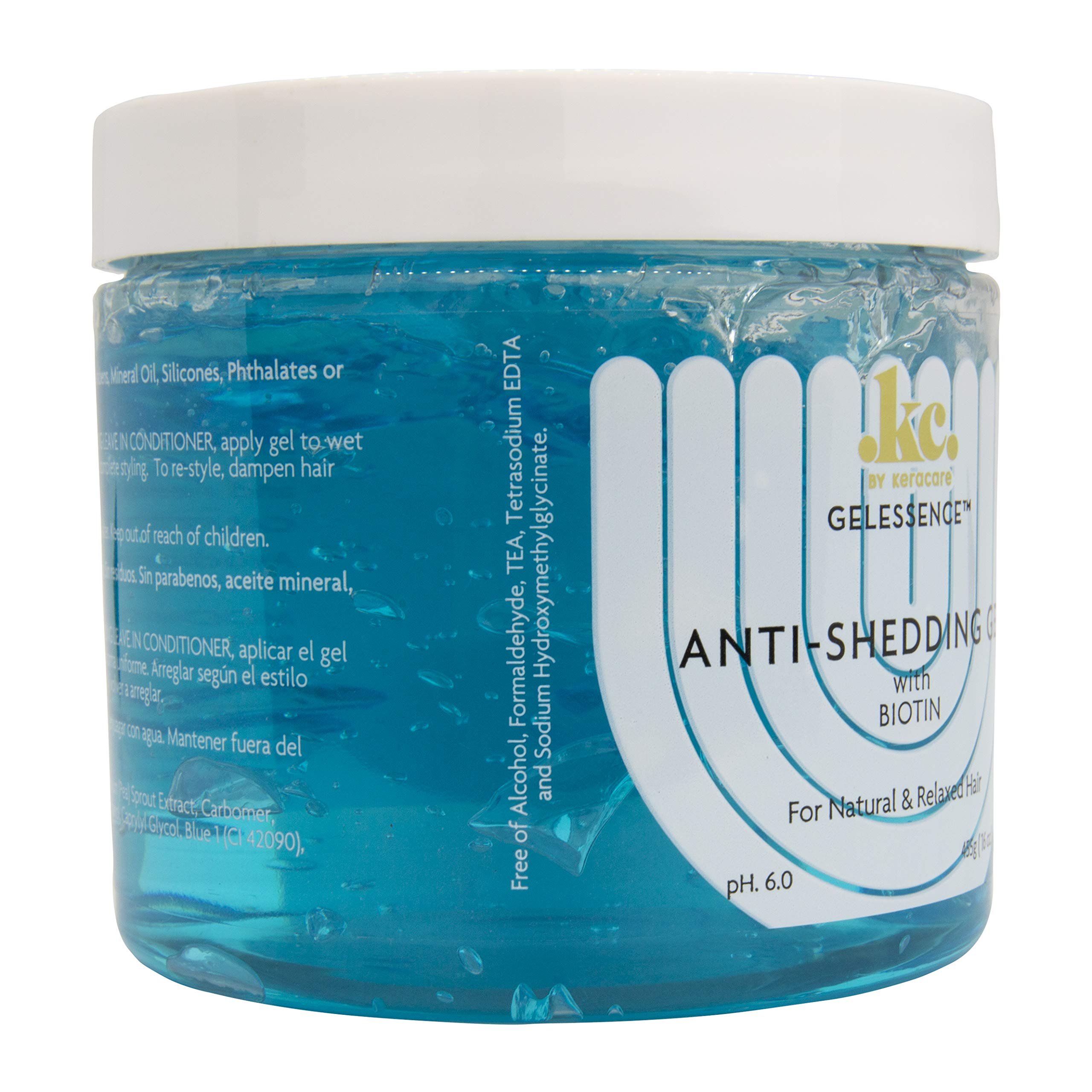 KeraCare GelEssence Anti-Shedding Gel - 16 ounce - with Biotin - Reduces Shedding and Breakage - Vegan - Flake Free - Adds Shine - Crunch Free - Nonstick Formula