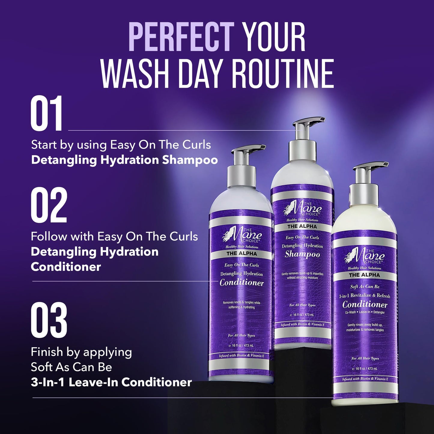 The Mane Choice The Alpha Easy On The Curls Detangling Hydration Shampoo, Gentle, Non-Stripping Clarifying Shampoo, Helps Remove Knots & Tangles, Supports Natural Hair Growth & Retention, 16 oz