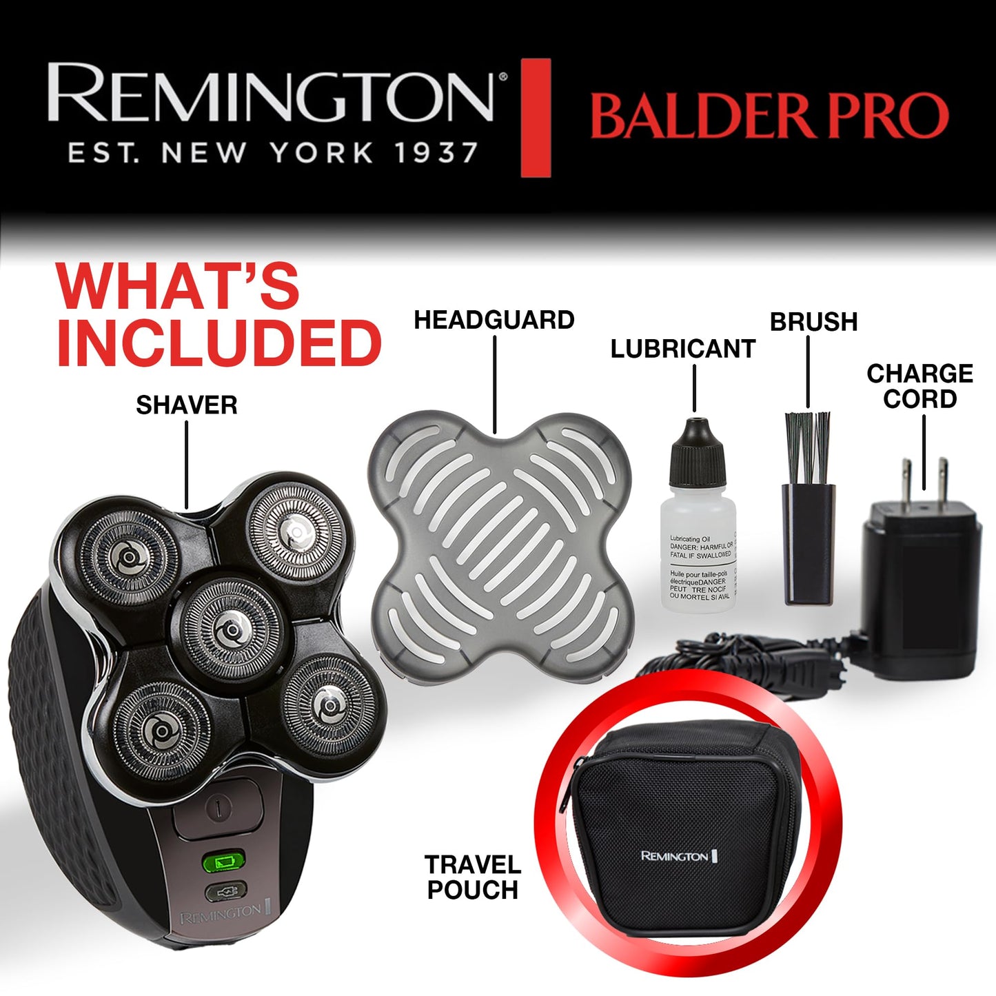 Remington Balder Pro Electric Razor for Head XR7000A - Premier Wet/Dry Bald Head Shaver, Flex Blades for a Close Shave, Cordless Rechargeable, Effortless Head Shaving with Precision Dual Track Heads