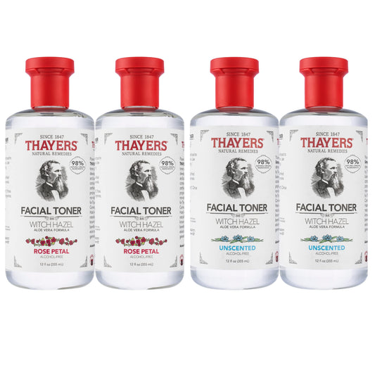 Thayers Alcohol-Free Witch Hazel Facial Toner Value Multipack 2 Rose 2 Unscented (Pack of 4)