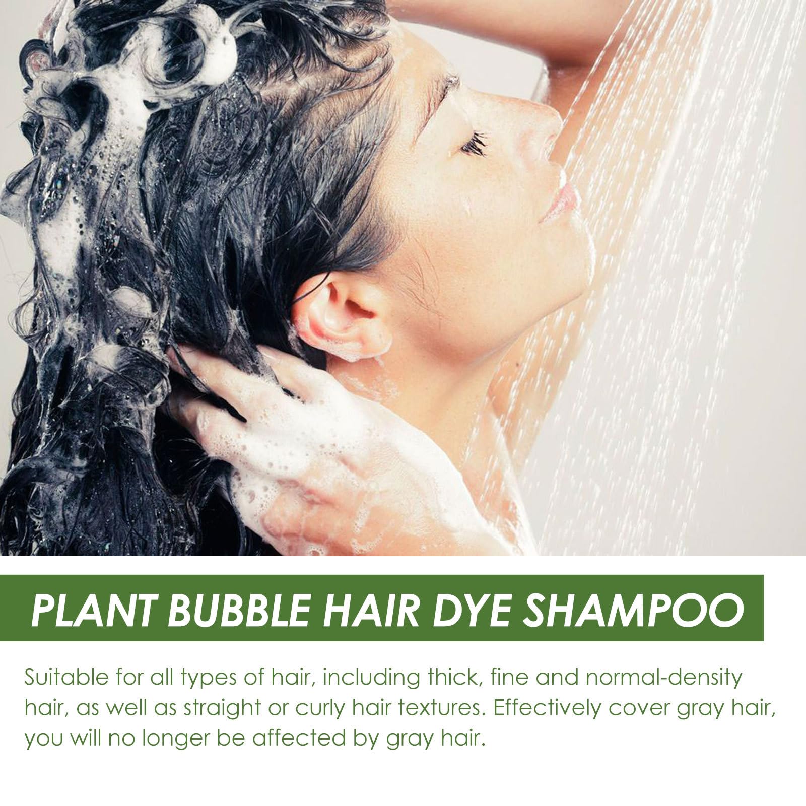 White Smoke Plant Extract Hair Dye Foam Shampoo for Grey Hair Color, Natural Dyeing for Women and Men (BLACK)
