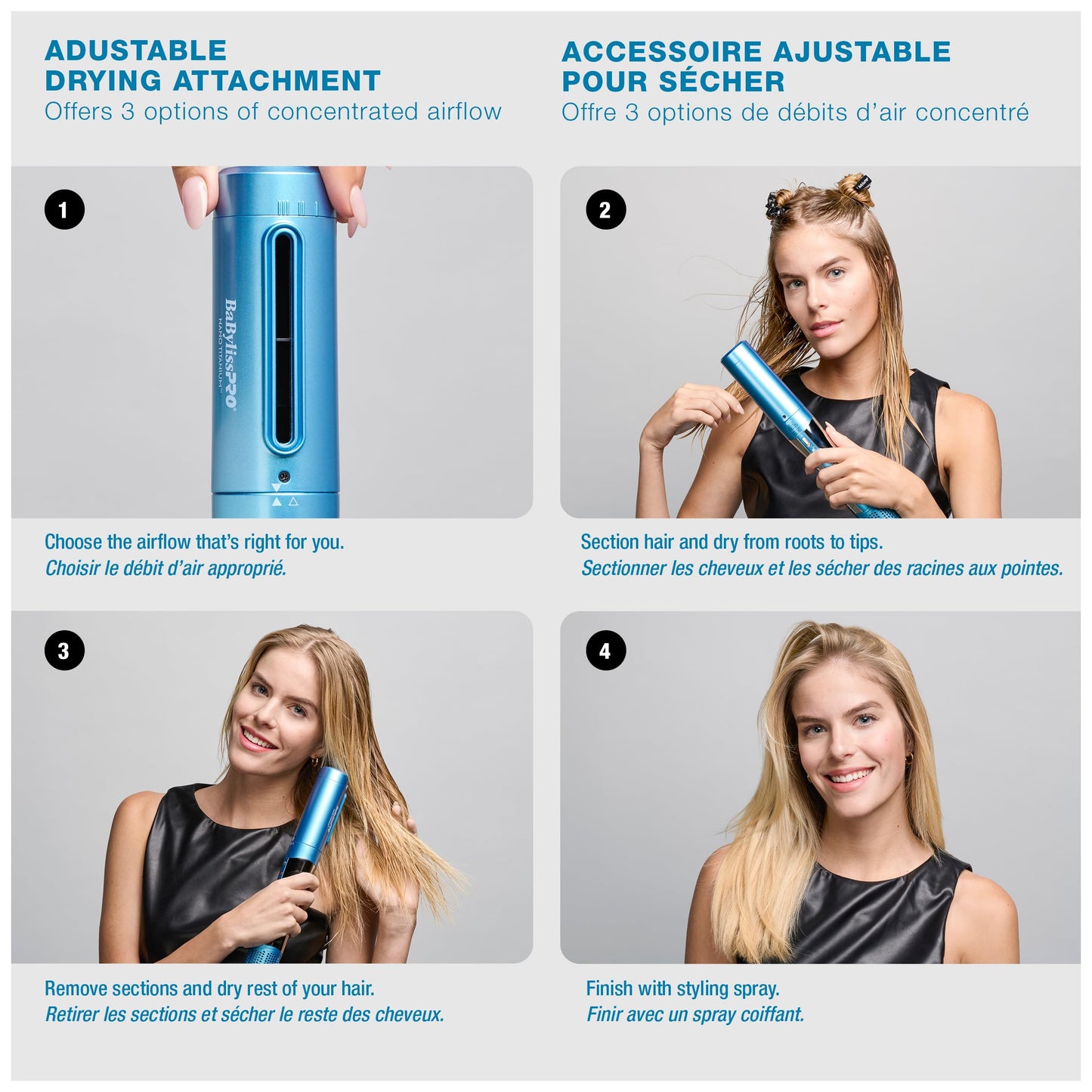 BaBylissPRO Nano Titanium Style/Switch Ionic 5 in 1 Multi-Styler & Hair Blow Dryer Attachments Include-Dryer, Paddle Brush, 1-3/4" Round Brush, Diffuser & Smoothing Attachment, Cold Shot, Hot Air Styler, Dual Voltage