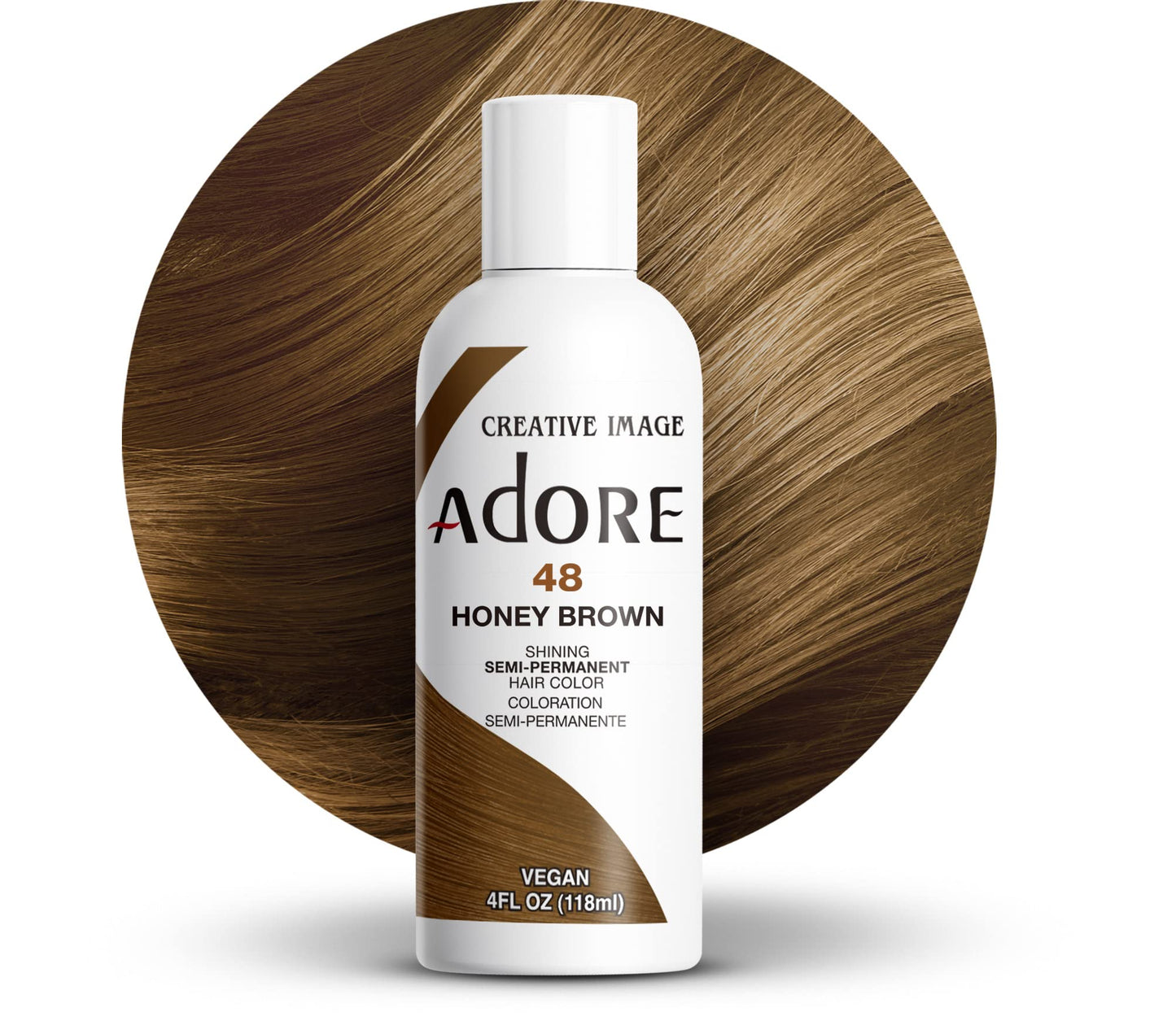 Adore Semi Permanent Hair Color - Vegan and Cruelty-Free Brown Hair Dye - 4 Fl Oz - 048 Honey Brown (Pack of 1)