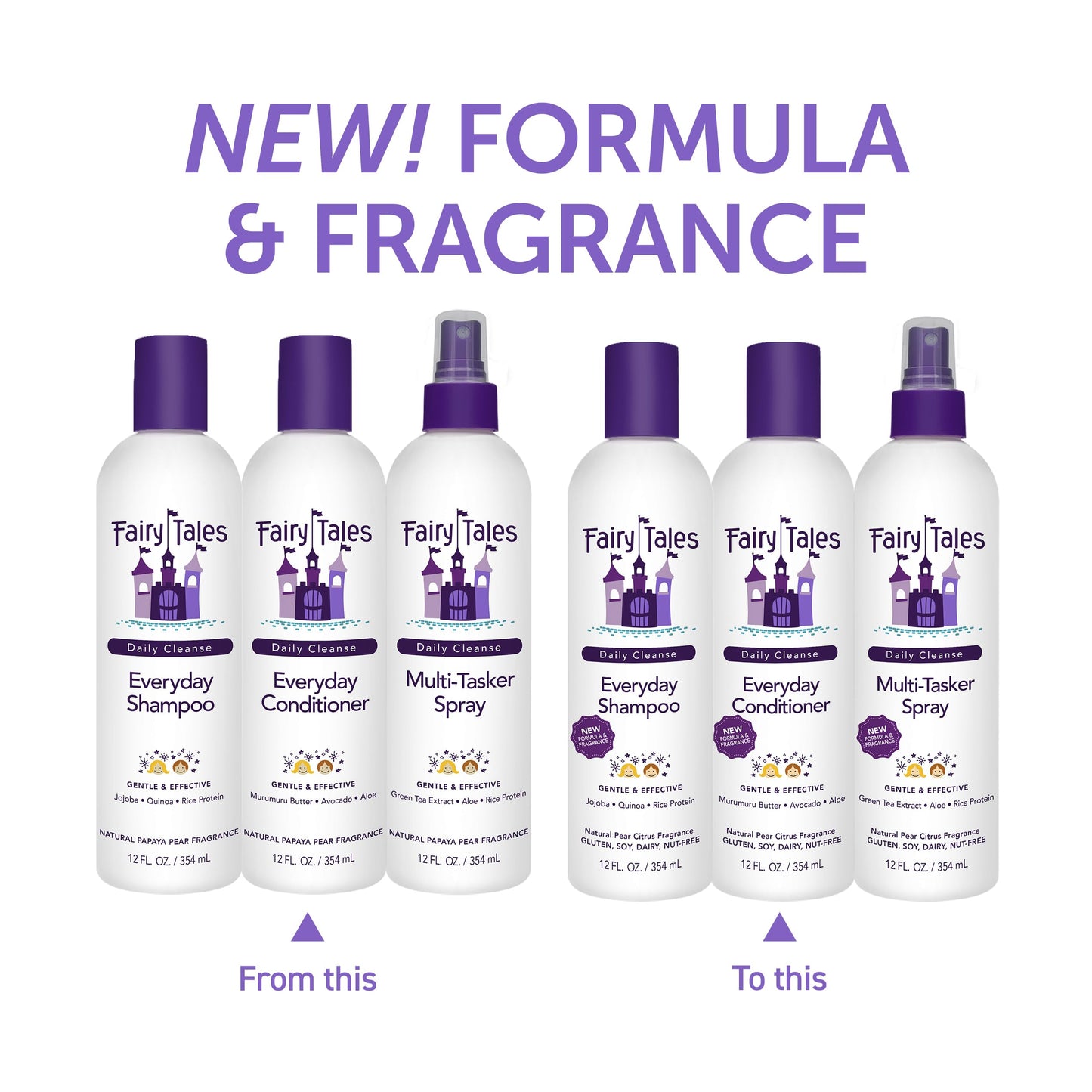 Fairy Tales Daily Cleanse Shampoo, Conditioner, and Spray For Kids 3 pack (12 oz) | Made with Natural Ingredients in the USA | No Parabens, Sulfates, or Synthetic dyes