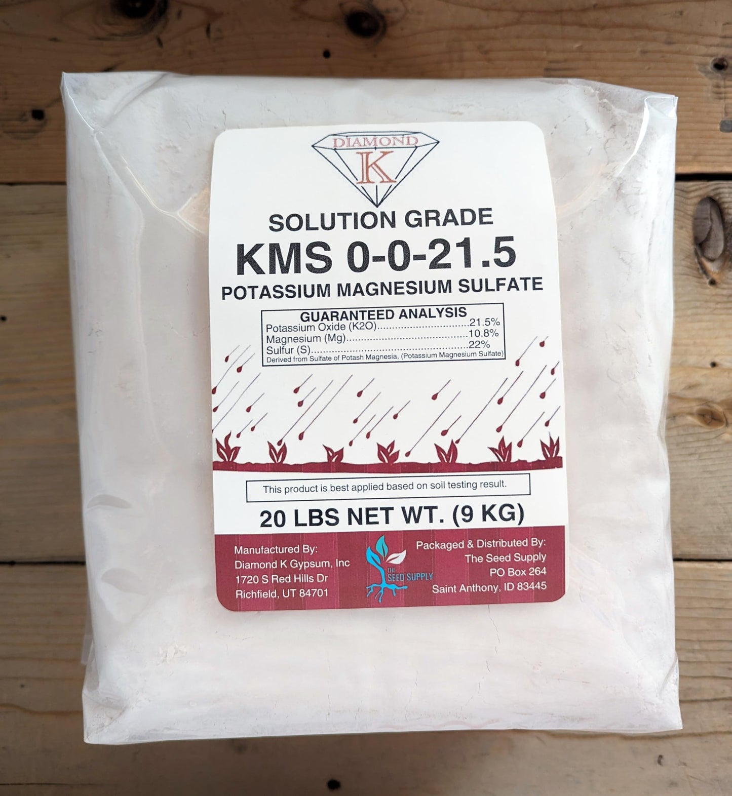 Sulfate de potassium et de magnésium KMS 0-0-21,5 - Poudre d'engrais de qualité solution Sul-Po-Mag (20 livres)