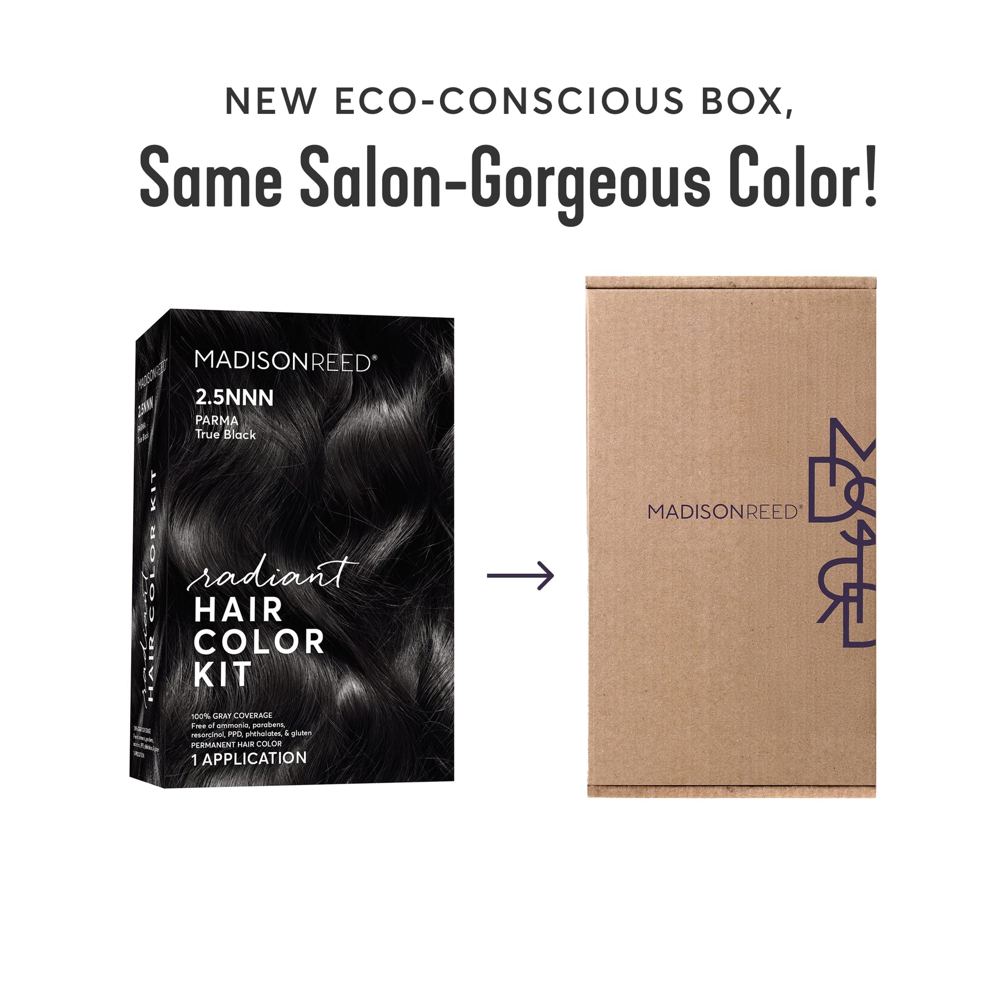 White Smoke Madison Reed Radiant Hair Color Kit - 2.5NNN Soft Black (Parma Black), 100% Gray Hair Coverage Permanent Hair Dye for Resistant Grays | PPD-Free & Ammonia-Free, 1 Pack