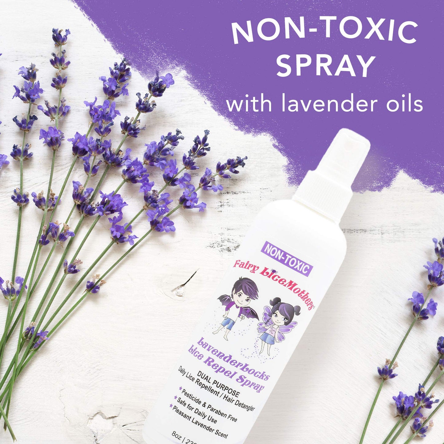 Fairy LiceMothers LavenderLocks Lice Prevention Spray - Head Lice Treatment for Kids & Adults - Prevent Lice Infestation with Lavender Oil - Gentle Lice Spray for Hair - Treats Lice Eggs - 8 fl oz