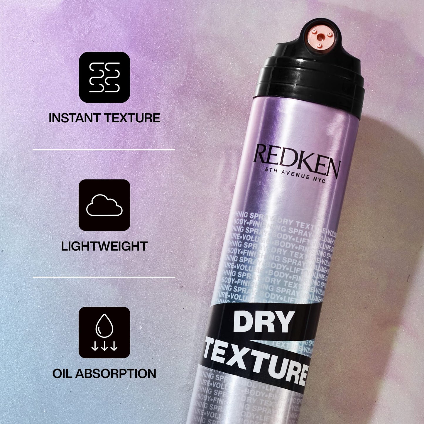 Spray volumateur léger Redken Dry Texture pour tous types de cheveux, texture aérienne et effet plage, tenue moyenne
