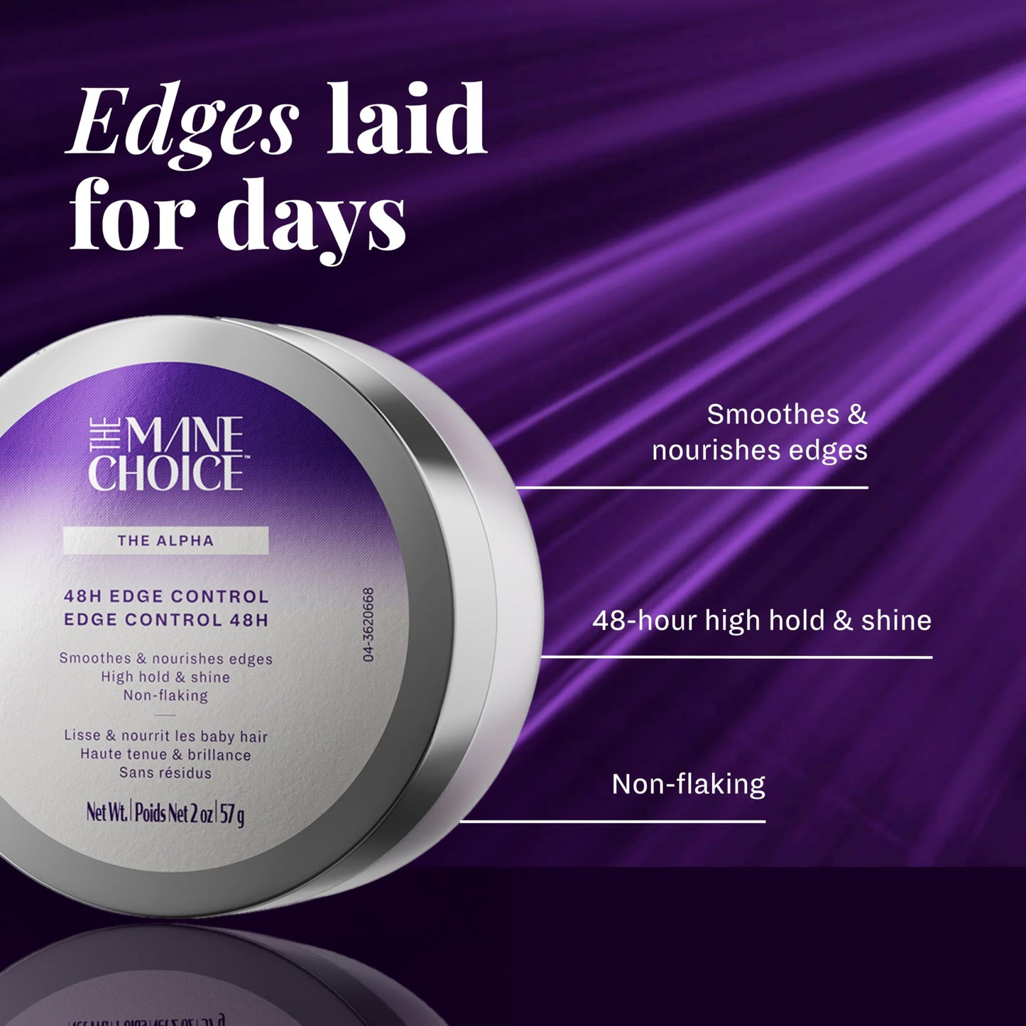The Mane Choice The Alpha 48H Edge Control, 2 Oz, Smoothes & Nourishes Edges, Hair Gel for Coily, Wavy & Curly Hair, Infused with Pro-Vitamin B5, Aloe & Avocado Oil, Adds Brilliant Shine, Non-Flaking