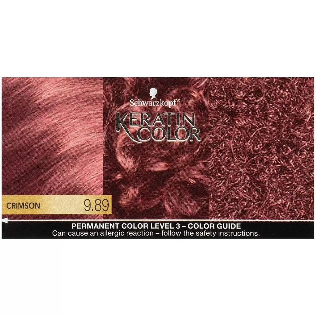 Schwarzkopf Professional Quality Color, For All Hair Textures, Keratin Color, Crimson 9.89, Pack of 2