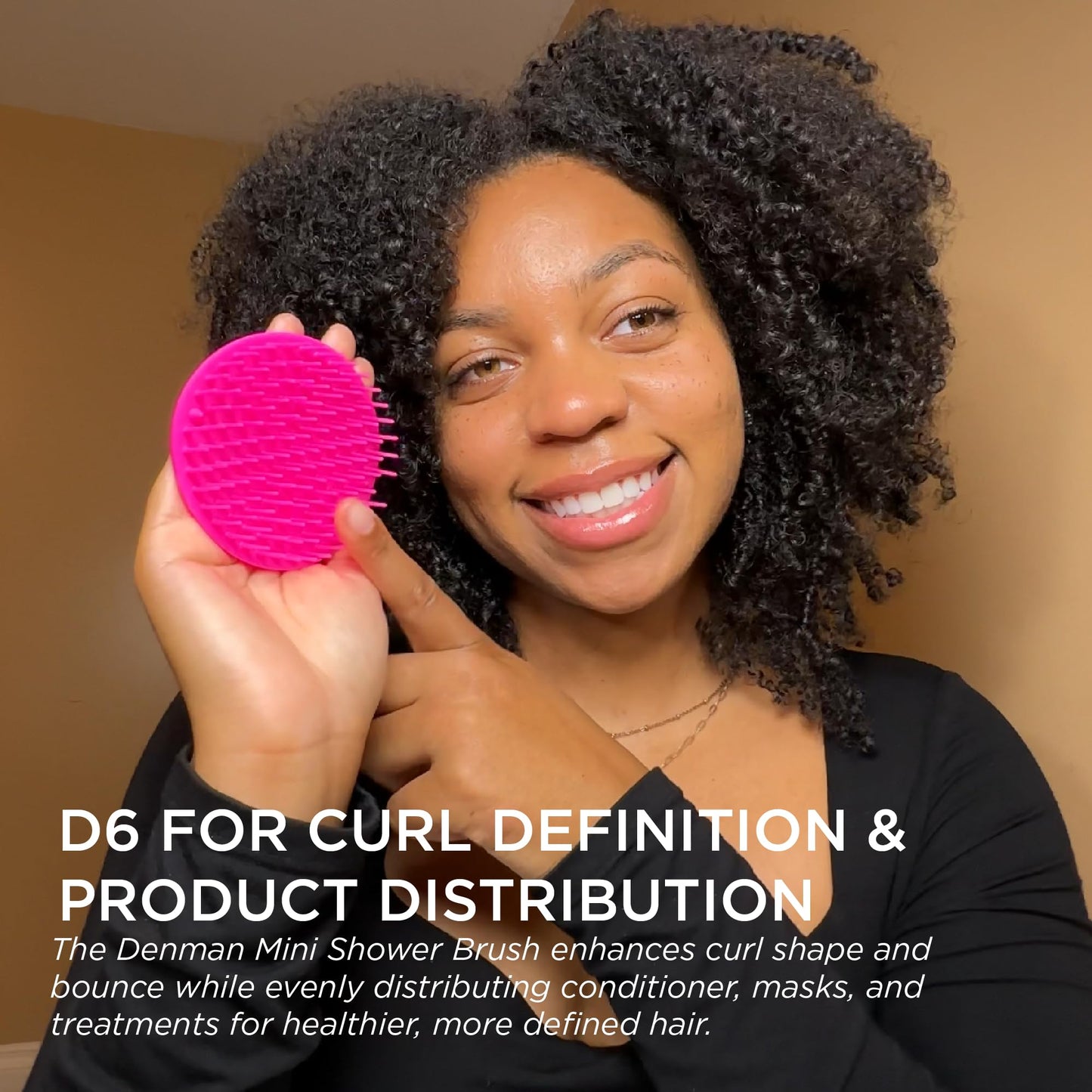 Denman (Pink) Scalp Massager and Detangling Hair Brush for Thick or Thin Hair, Curly or Straight Hair - use in the Shower or Bath - Head and Beard Scrubber - For Women and Men, D6