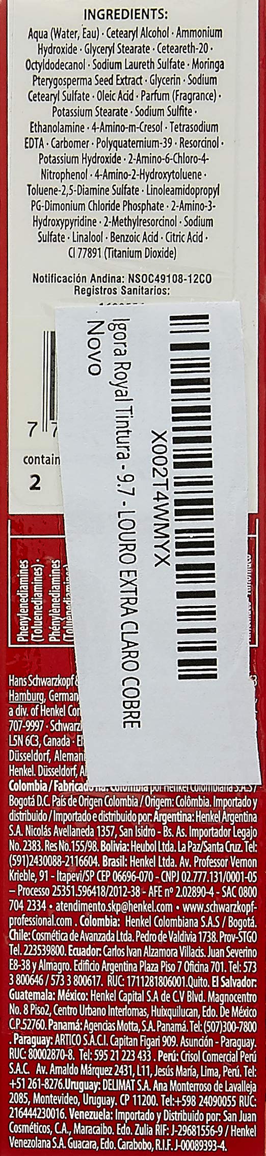 施华蔻专业 Igora Royal 染发剂，9-7，超浅铜金色，60 克