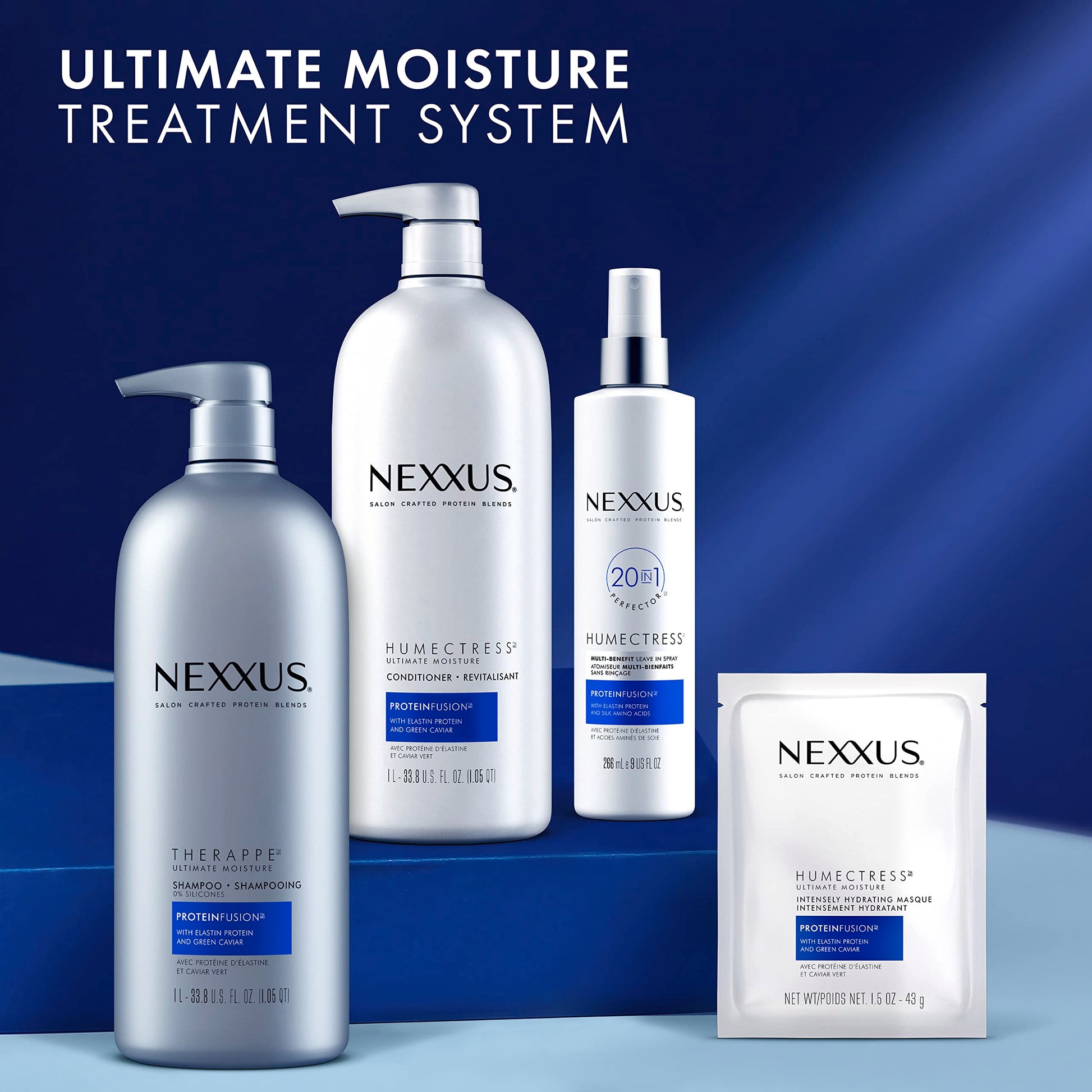 Midnight Blue Nexxus Therapee Shampoo for Ultimate Moisture for Dry Hair Powered by POLYSOFT HYDRATOR Technology with Tri-lipids 33.8 oz