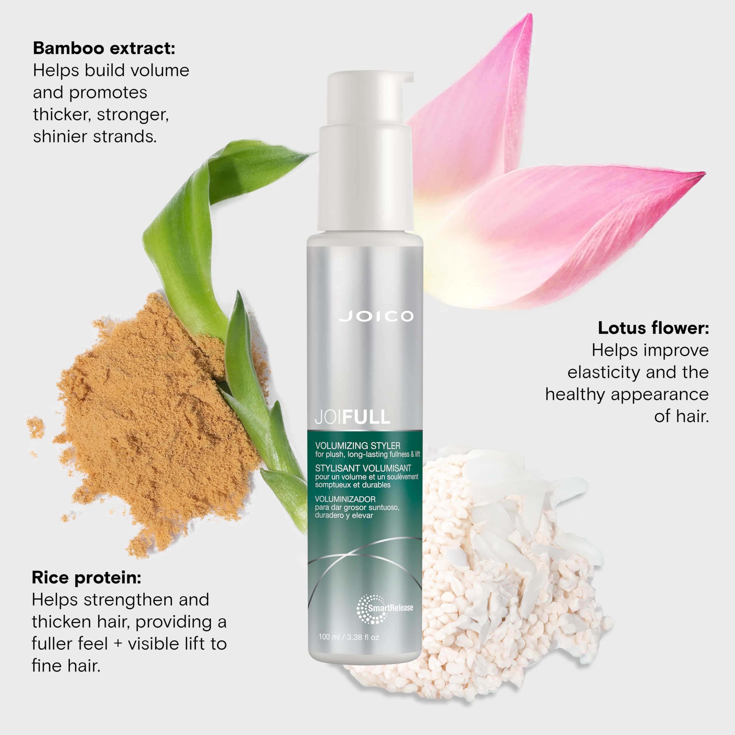 Joico JoiFULL Volumizing Styler | For Fine, Thin Hair | Add Instant Body | Long-Lasting Volume & Texture | Protect Against Pollution | With Rice Protein & Bamboo Extract | 3.38 Fl Oz