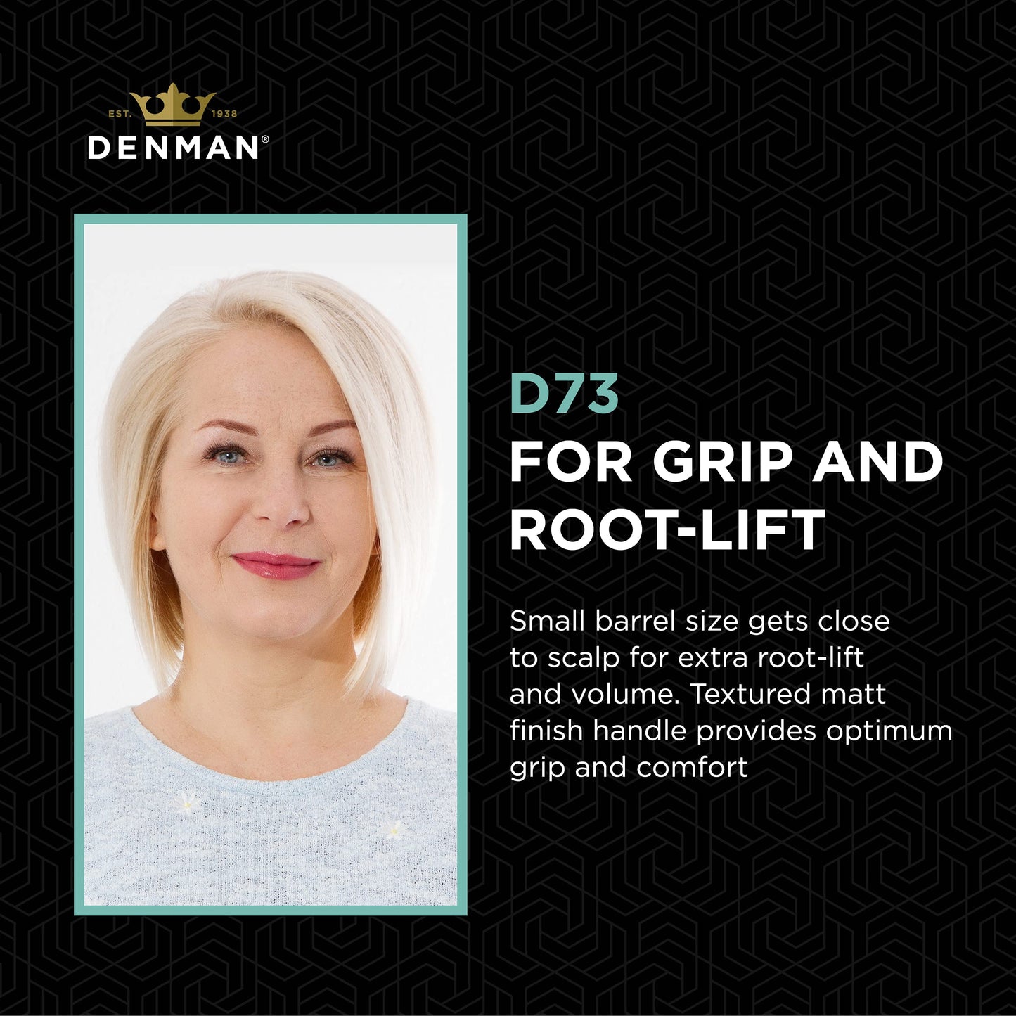 Denman Curling Vented Barrel Round Hair Brush with Nylon Bristles for Fast Drying, Volume and Creating Movement in the Hair, Black, D73