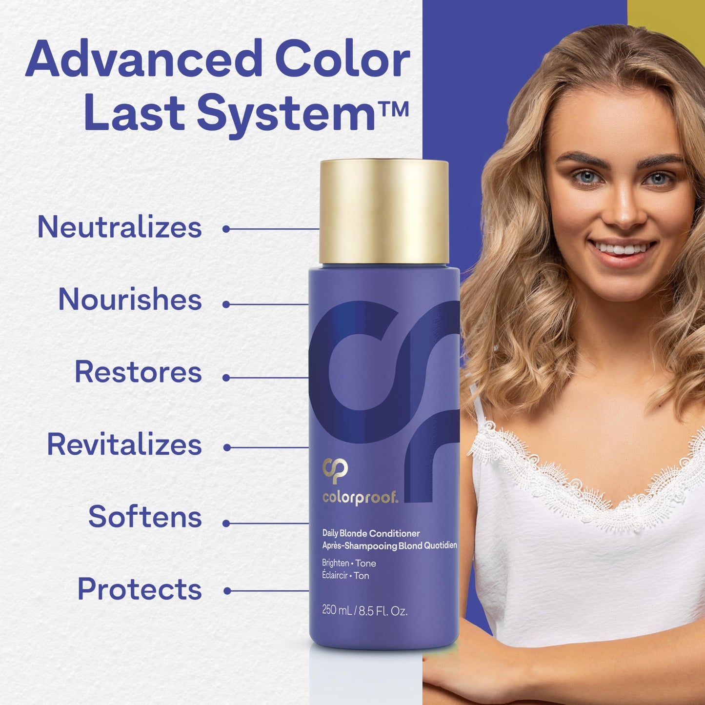 White Smoke Colorproof Daily Blonde Conditioner 8.5 Fl. Oz. Purple Conditioner for Blonde Hair with Citrus, Jasmine & Coconut Milk Scent, Sulfate Free Conditioner for Detangling and Toning
