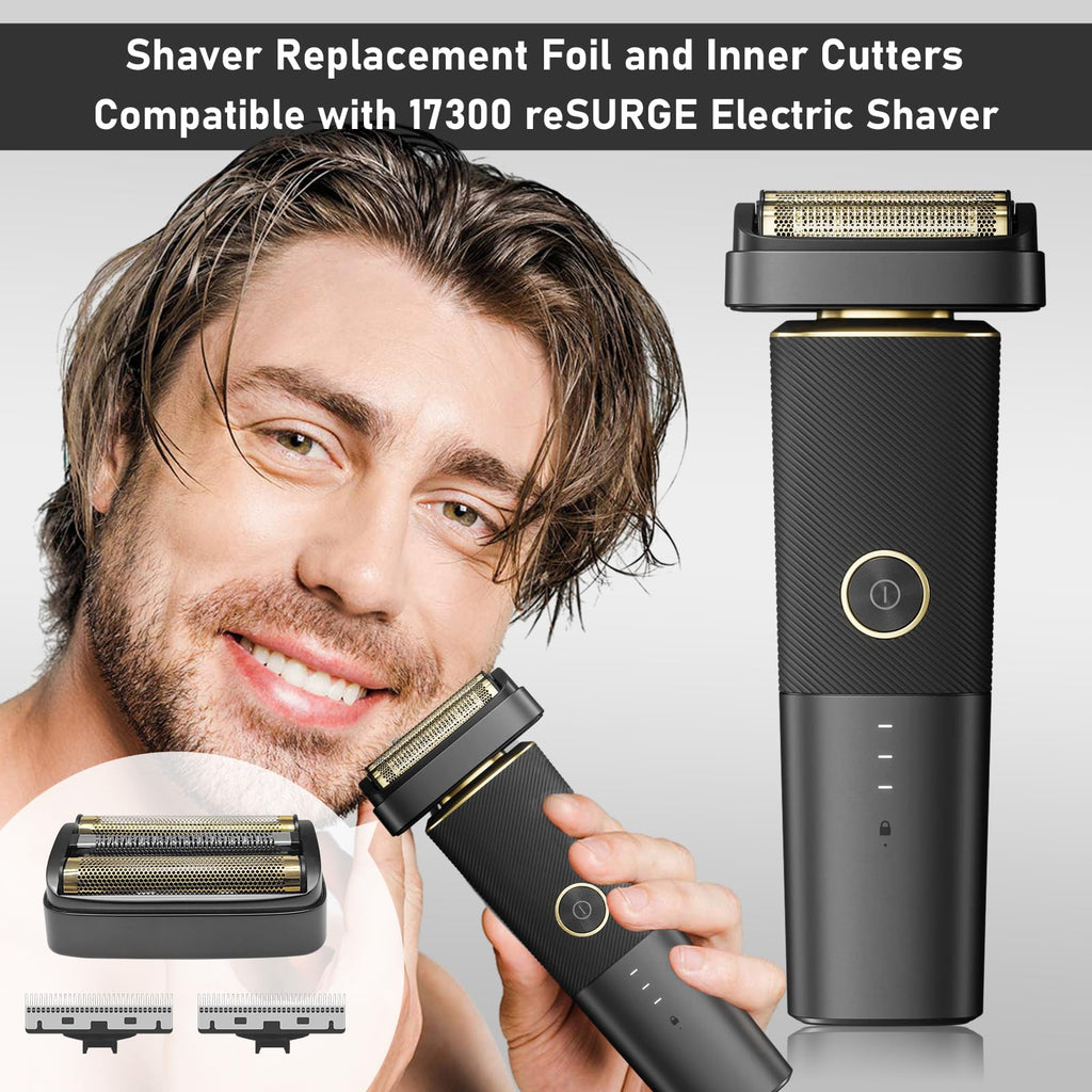 Replacement Foil & Inner Cutters Compatible with Andis 17300 reSURGE Electric Shaver, Black (2 Pack)