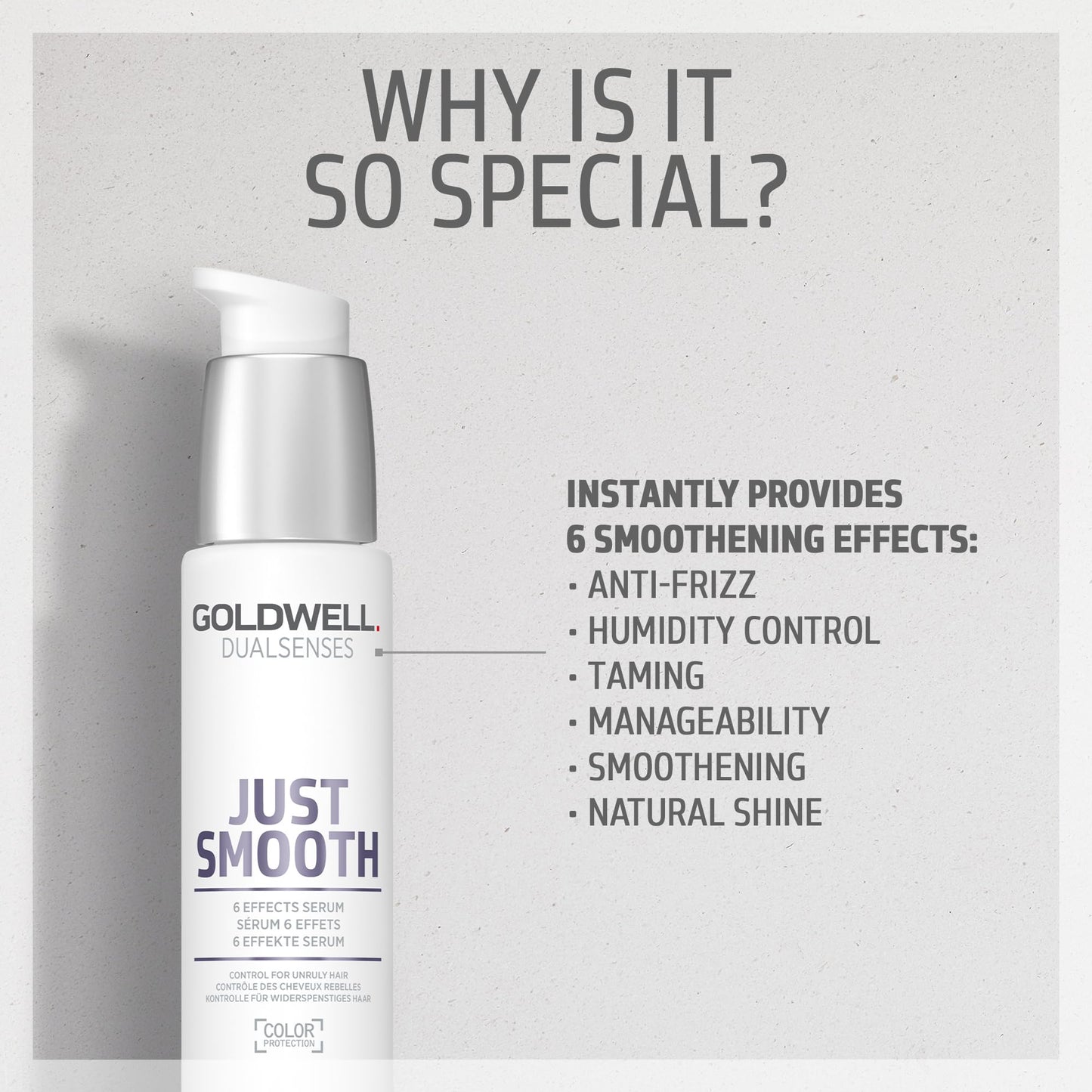 Goldwell Dualsenses Just Smooth Taming 抗毛躁控油六效精华，不含防腐剂，花香型，100ml