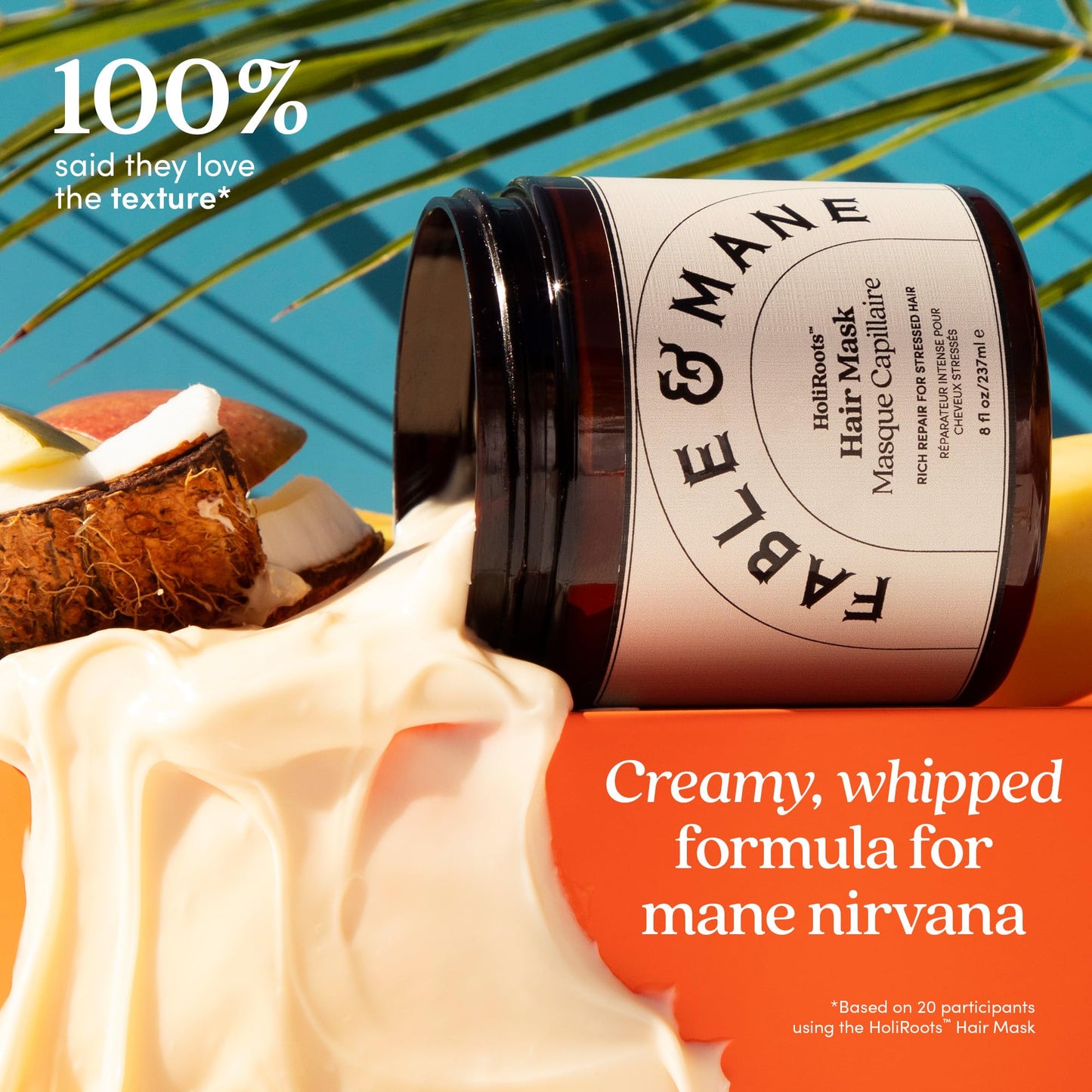 Fable & Mane HoliRoots Hair Mask, 8FL oz - Hydrating Hair Mask for Dry Damaged Hair with Shea Butter, Banana, Coconut Water, Mango Butter and Indian Jasmine Sambac Fragrance