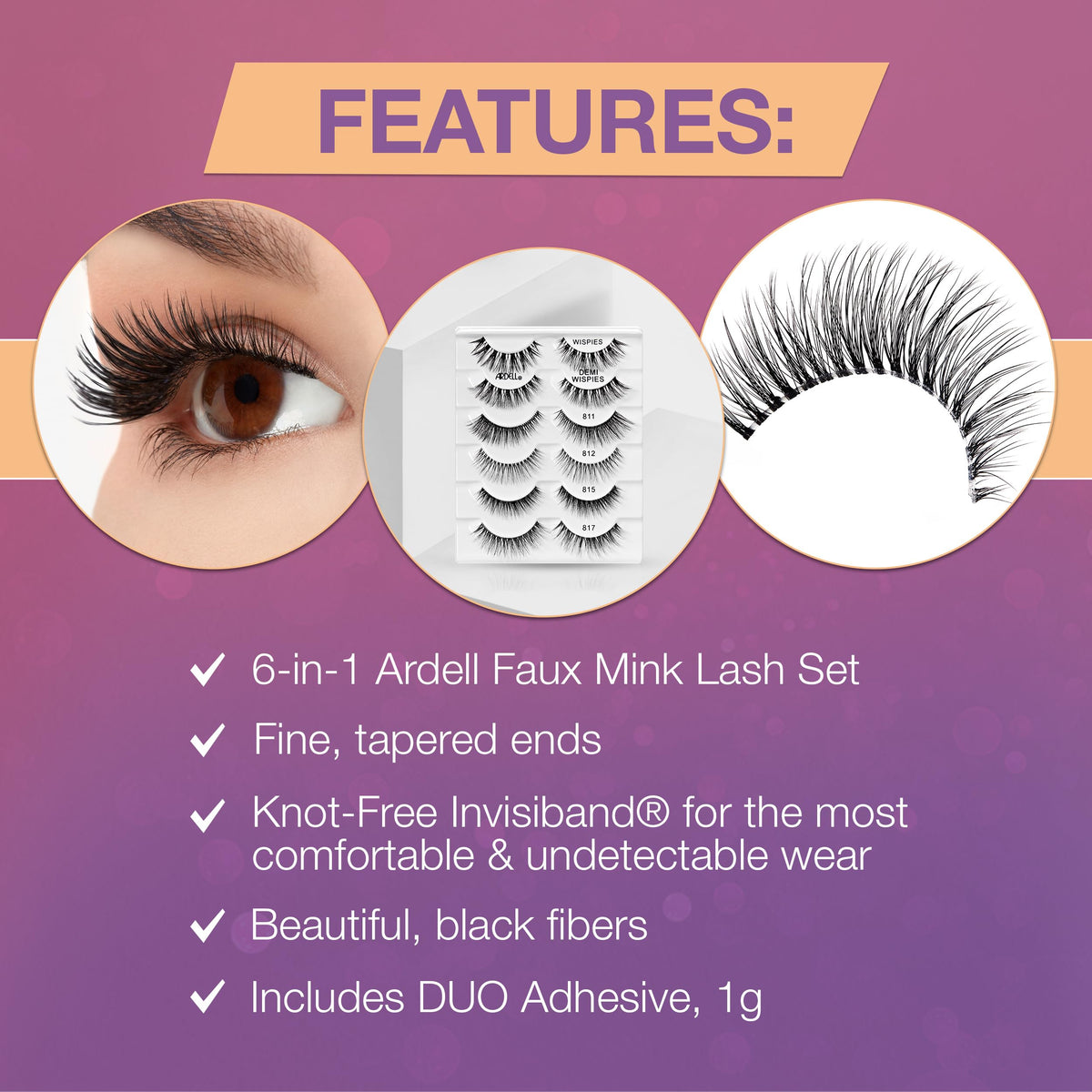 Ardell Faux Mink Wispy False Eyelashes Lookbook Lash Set – Natural Loo ...