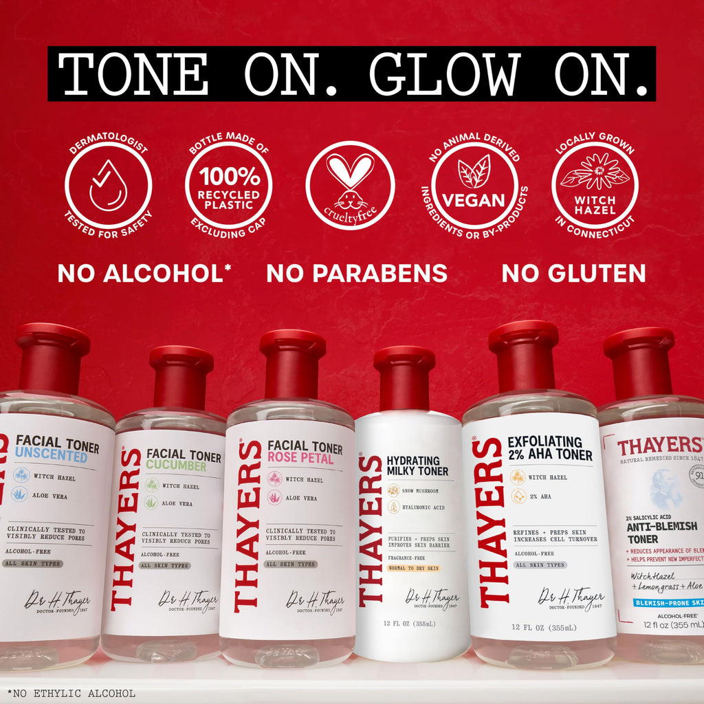 Thayers Facial Toner, Witch Hazel with Aloe Vera, Rose Petal, 12 Fl Oz