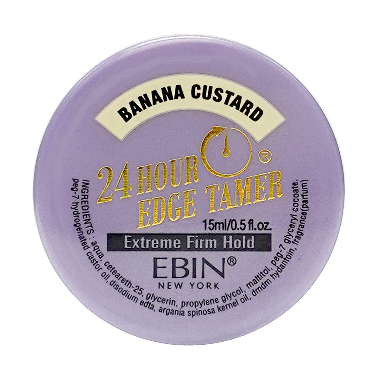 24 Hour Argan Oil Edge Tamer Refresh (0.5oz/ 15ml, Banana Custard) | Extreme Firm Hold, Smooths & Tames Frizz | No Flaking or Drying | High Shine, Long Lasting, All Hair Types, Styling Gel.