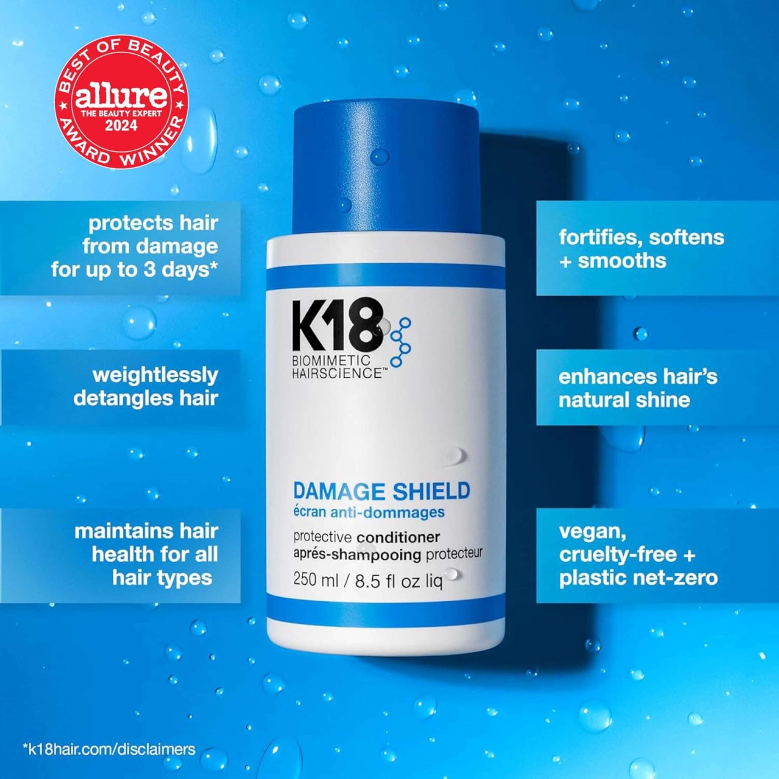 K18 Damage Shield Protective Conditioner, Protects Hair from Daily Damage, Improves Strength & Shine, 16 Fl Oz
