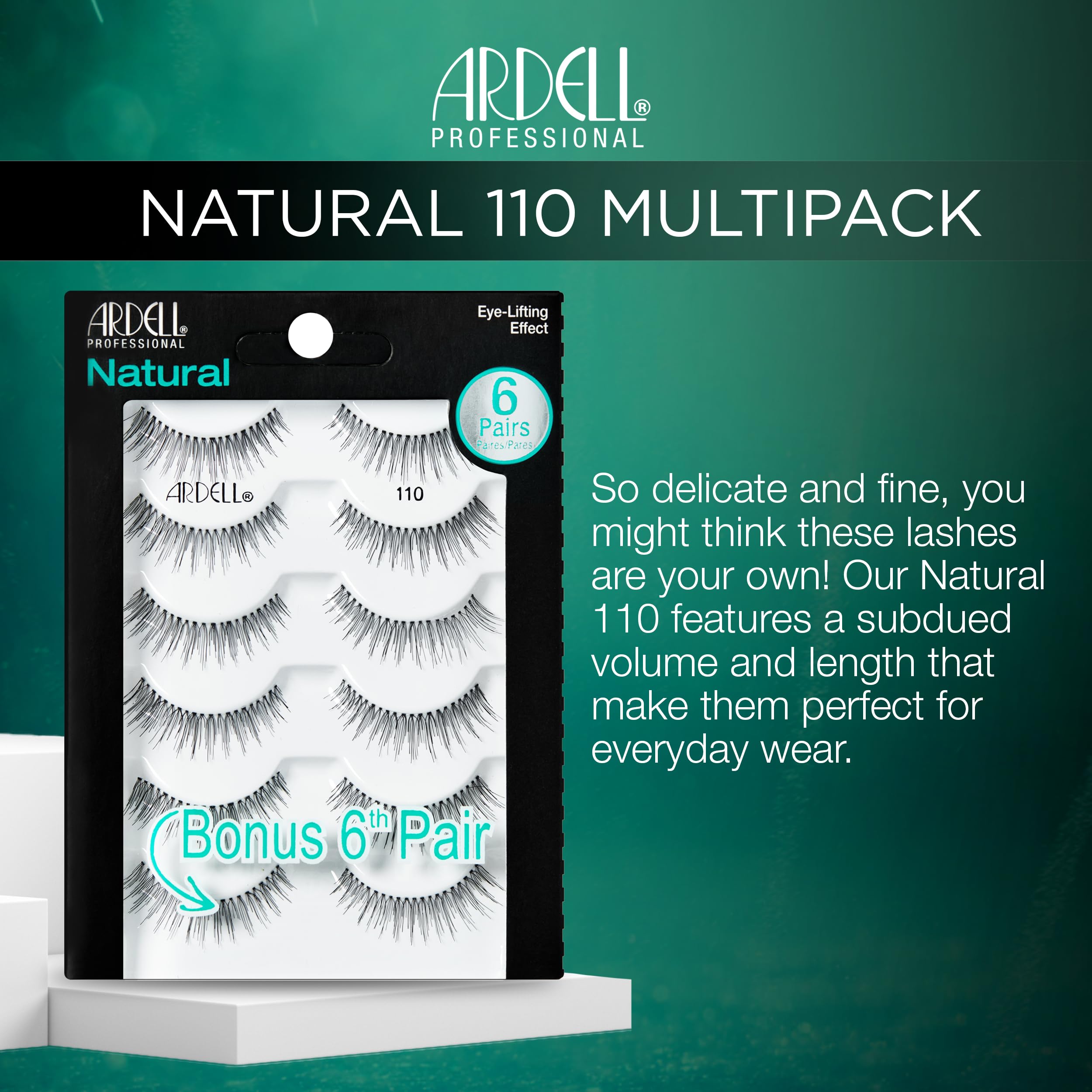 Ardell False Eyelashes Natural 110 Black, 1 Pack (5 Pairs Per Pack)