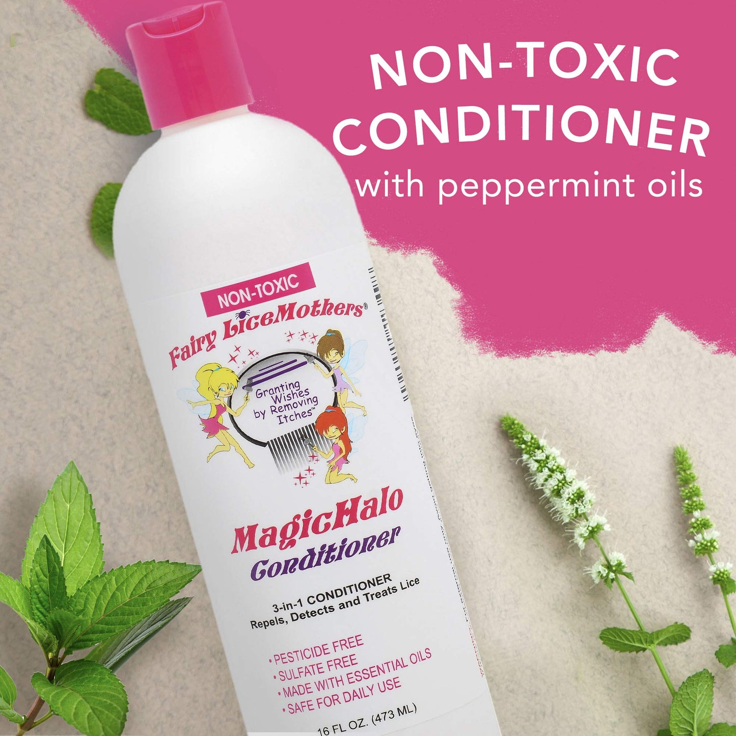 Fairy LiceMothers MagicHalo Conditioner, Anti-Lice Conditioner with Essential Oil, Formulated for Head Lice Prevention,No Sulfate or Pesticides, 16 fl oz