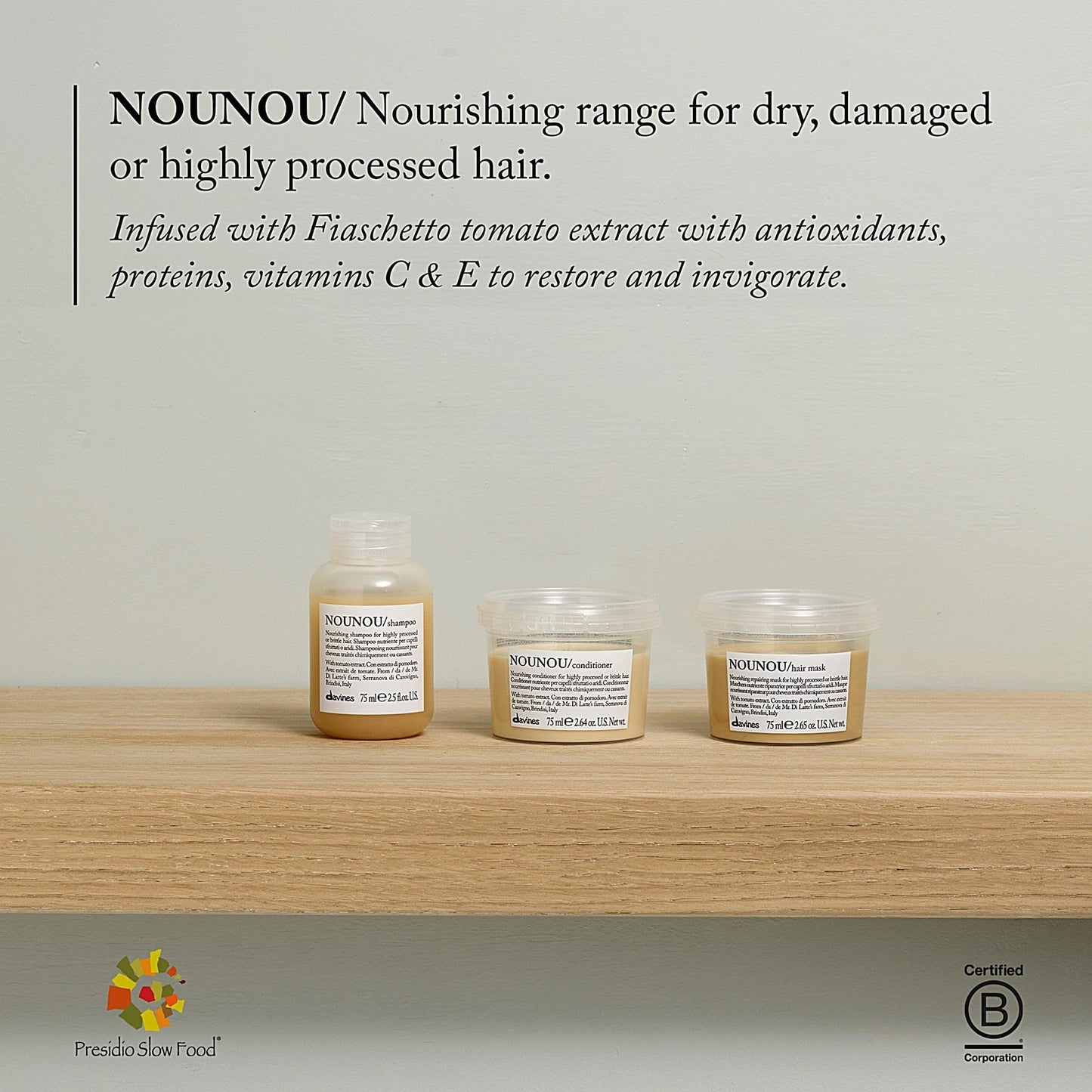 Gray Davines NOUNOU Conditioner, Nourishing Emollient Effect for Highly-Processed, Chemically Treated, Dry, Damaged or Brittle Hair - Easy to Untangle, Travel Size, 2.54 Fl Oz