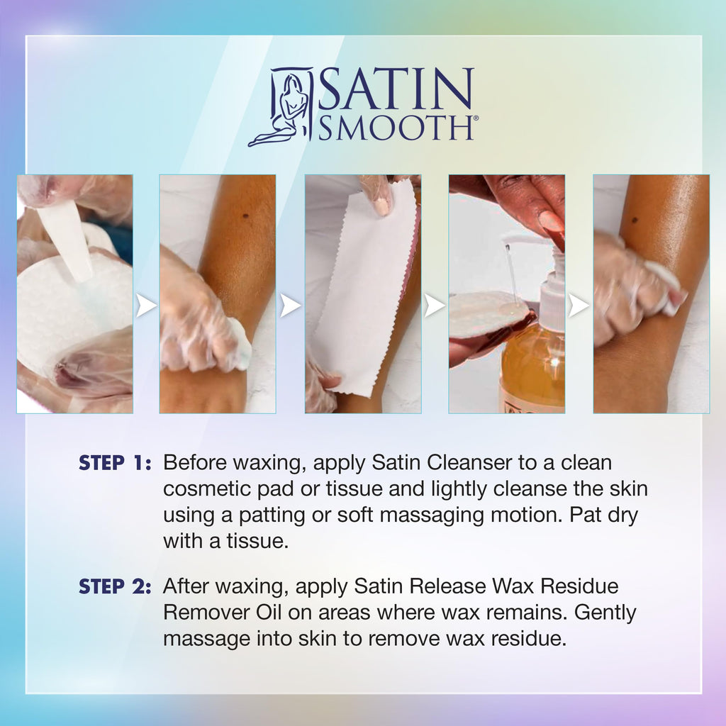 Satin Smooth Post Wax Oil, Wax Residue Remover + Satin Smooth Pre-Wax Cleanser, Skin Waxing Prep & Afterwax Care Duo, 16 fl oz
