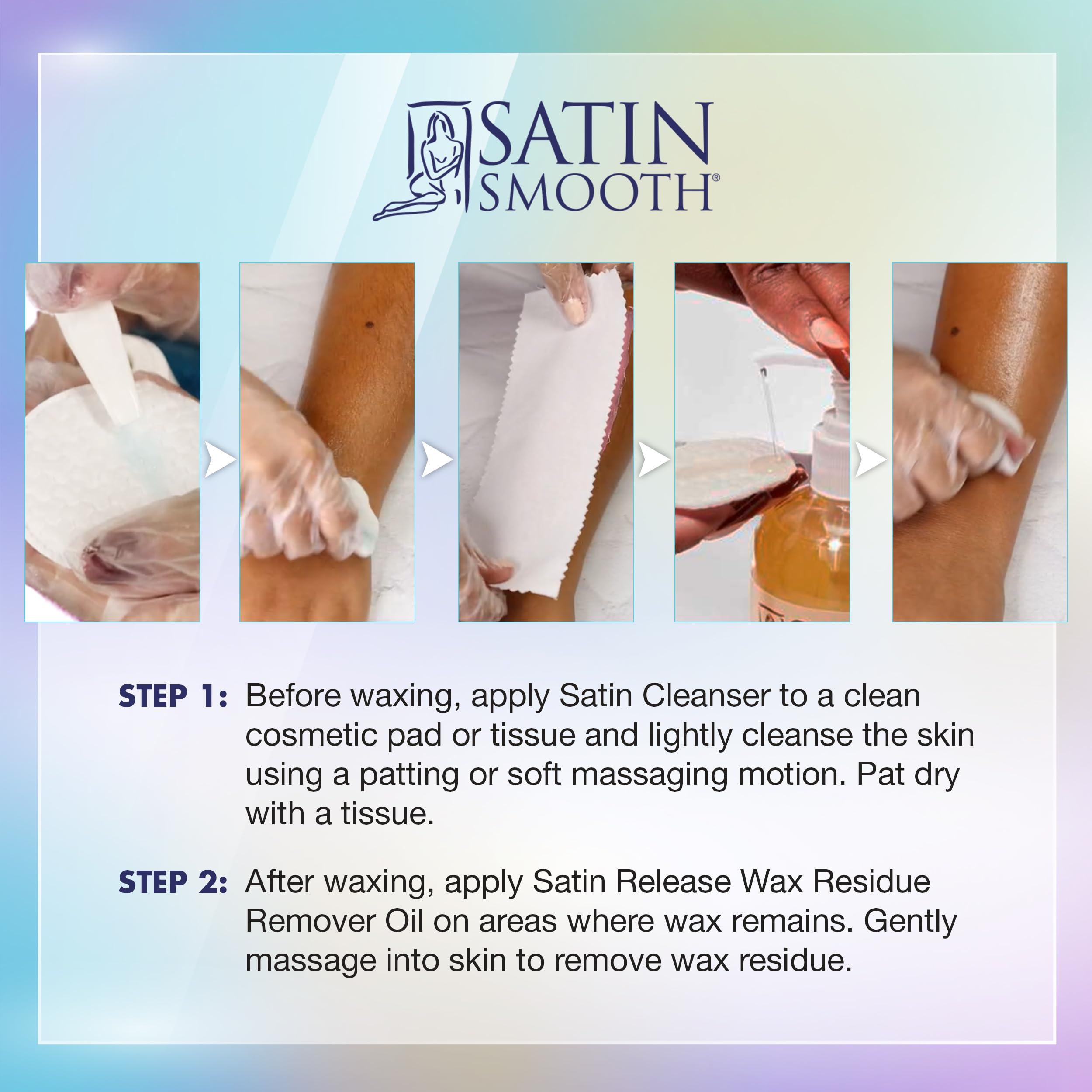 Satin Smooth Post Wax Oil, Wax Residue Remover + Satin Smooth Pre-Wax Cleanser, Skin Waxing Prep & Afterwax Care Duo, 16 fl oz