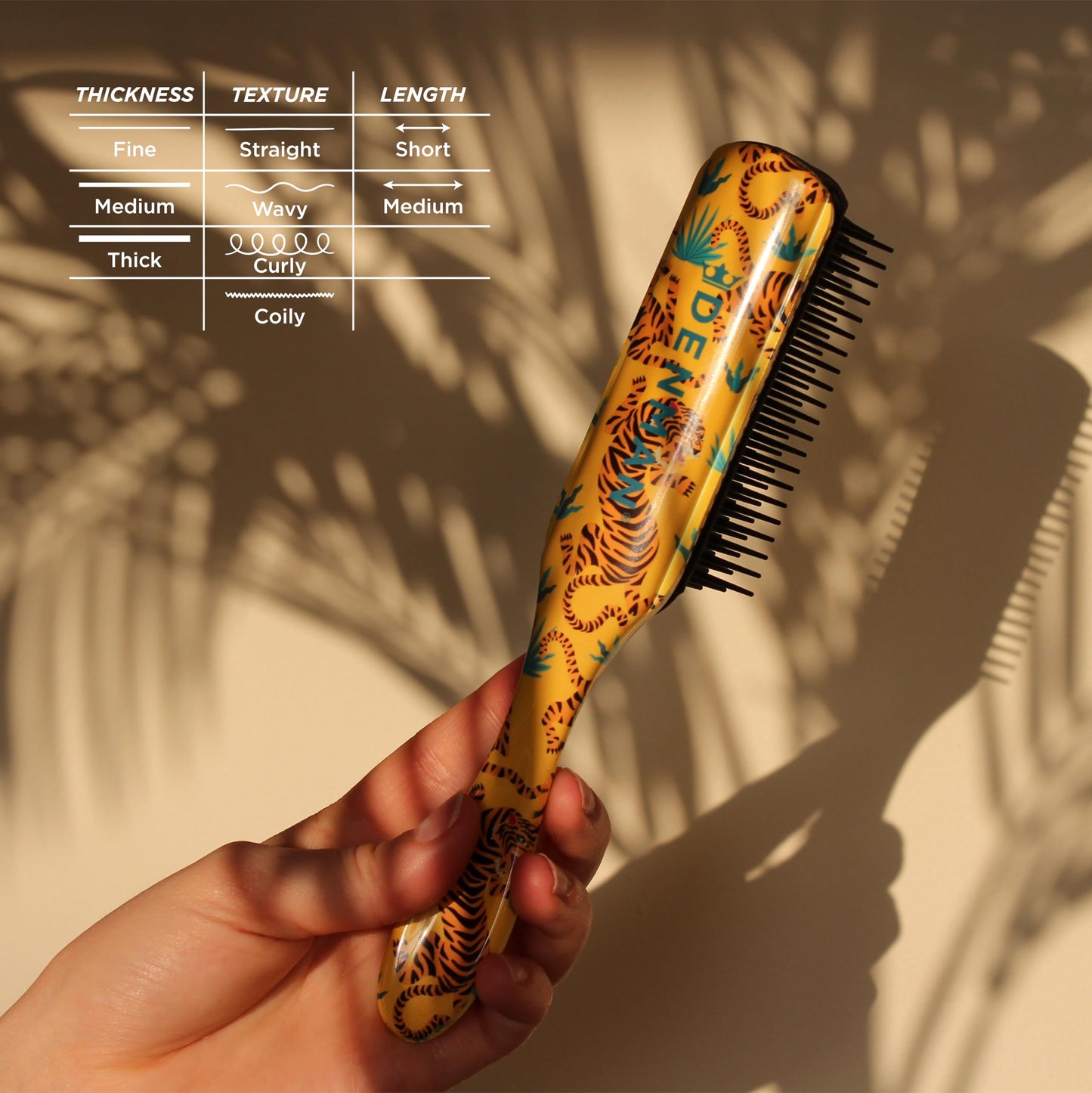 Denman Original Curl Definer &amp; Styler 7 排梳子，用于梳理、分离和定型卷发，卷发梳 - D3 Tiger