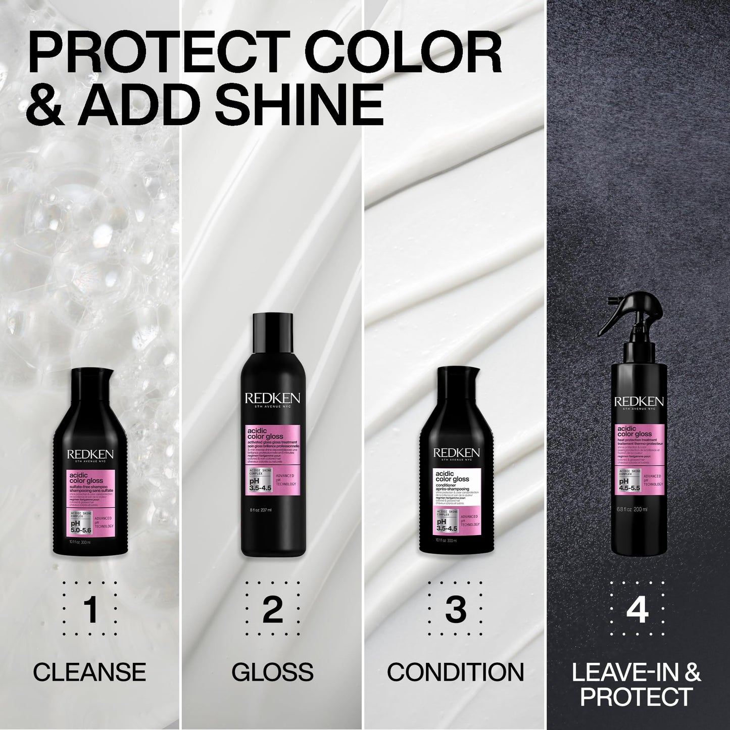 Redken Acidic Color Gloss Heat Protection Leave-In Treatment Spray For Color-Treated Hair | With Heat Protection for Styling and Blow Drying | Conditions and Adds Shine