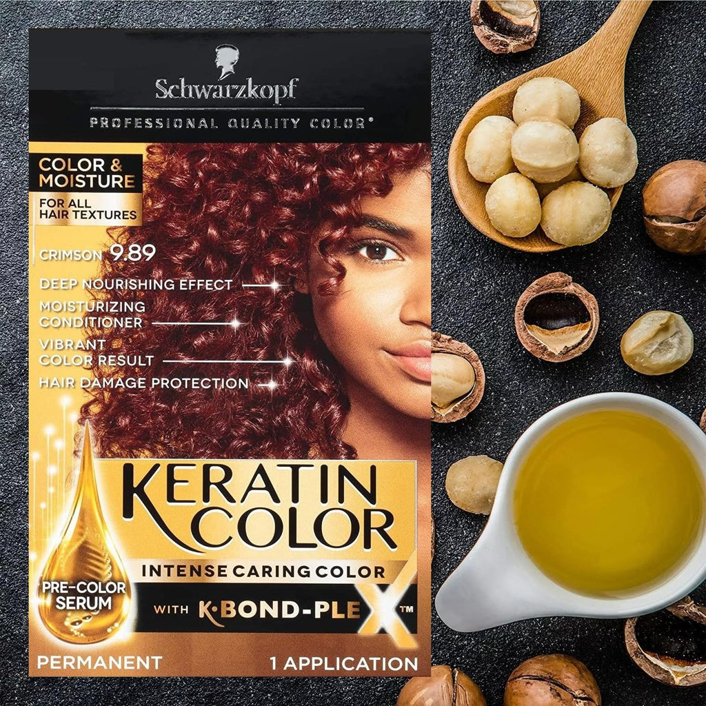 Schwarzkopf Professional Quality Color, For All Hair Textures, Keratin Color, Crimson 9.89, Pack of 2