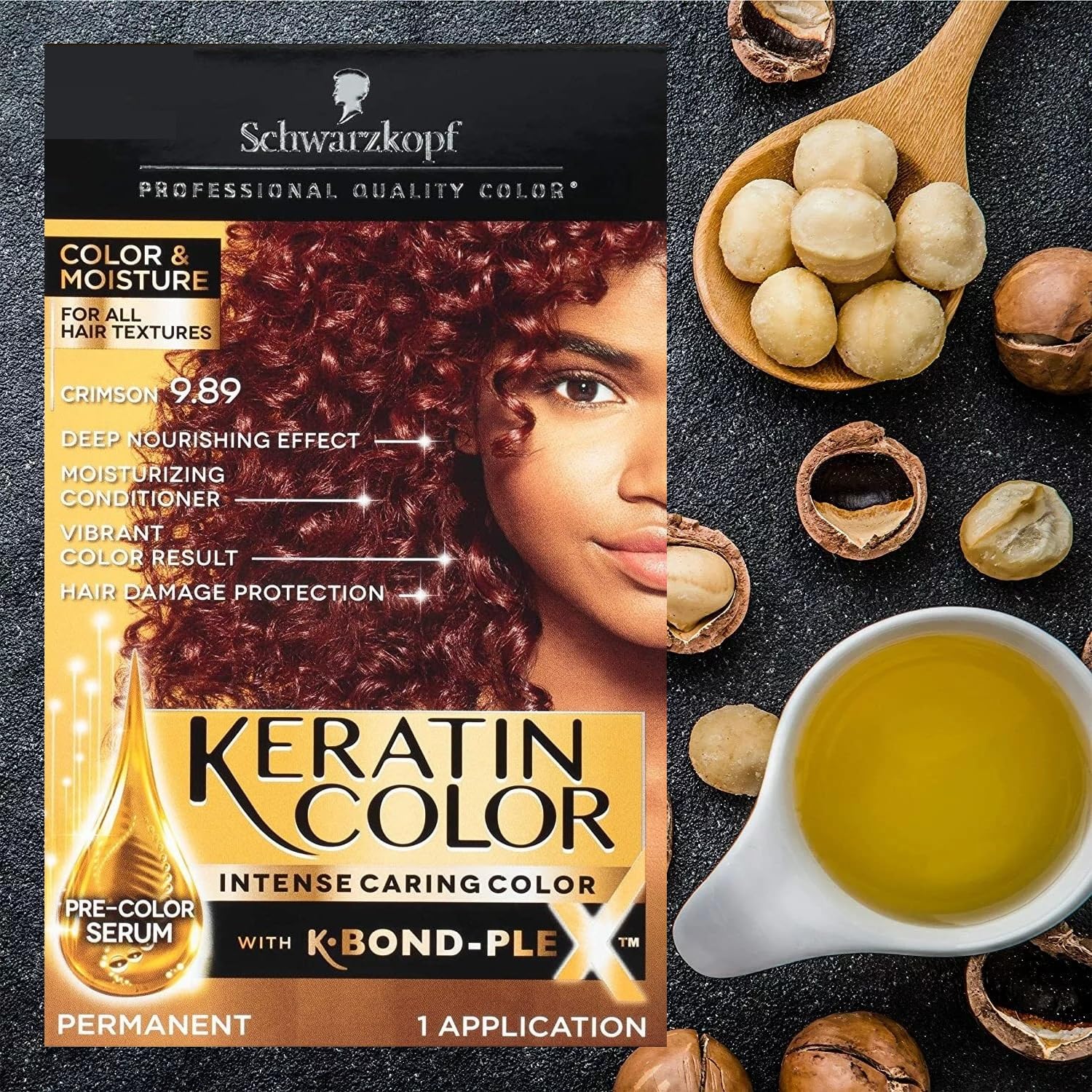 Schwarzkopf Professional Quality Color, For All Hair Textures, Keratin Color, Crimson 9.89, Pack of 2
