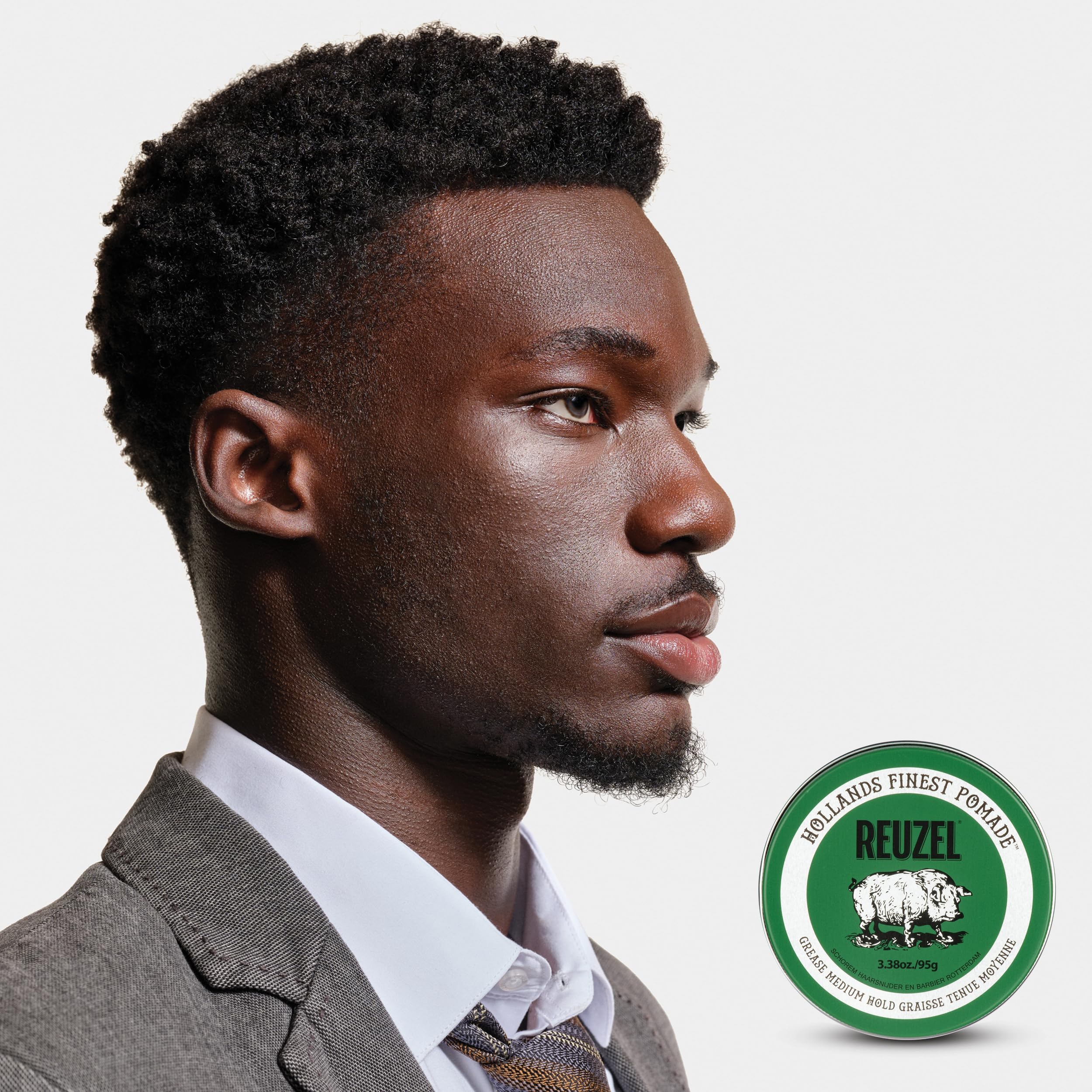 REUZEL Green Grease Pomade, Medium All Day Hold, Oil-Based Styling Wax, Medium Shine, Easy To Wash Out, For All Hair Types