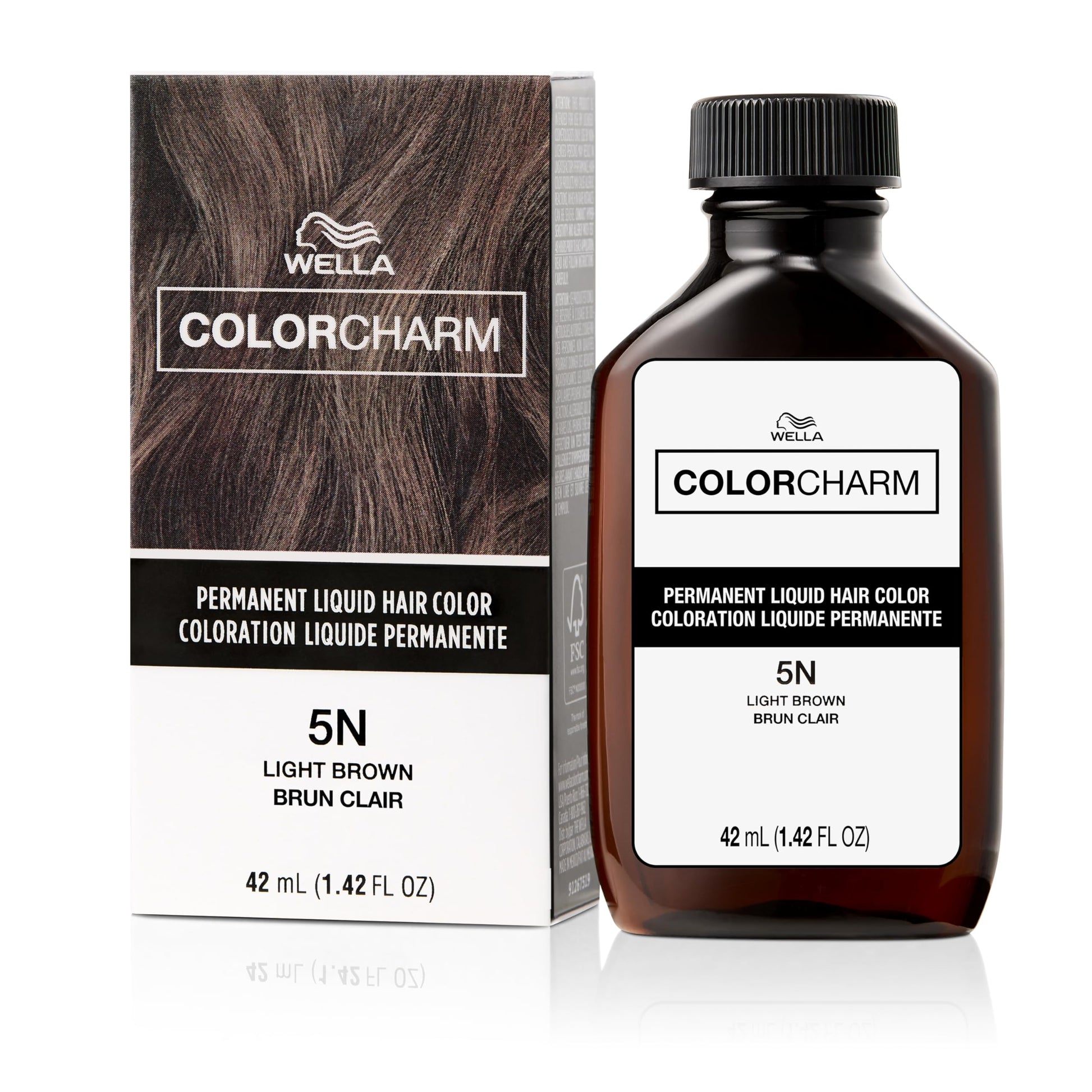 White Smoke COLORCHARM Permanent Liquid Hair Color | 5N Light Brown | Up to 100% Gray Coverage | 1.42 Fl Oz