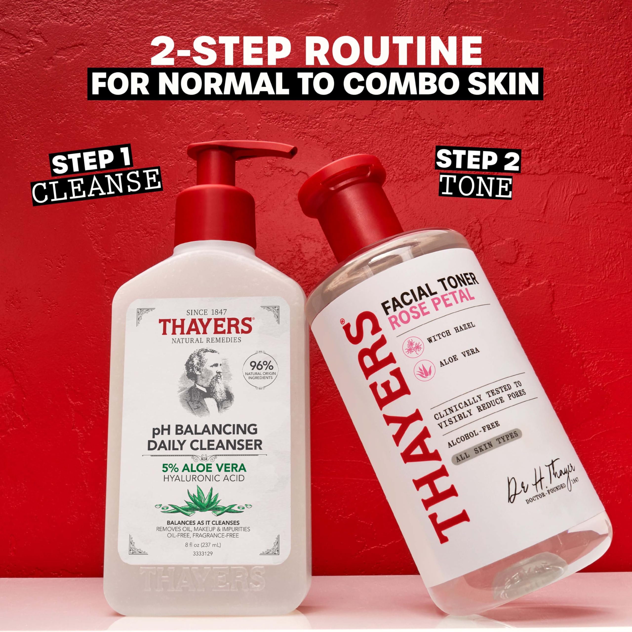 Thayers Facial Toner, Witch Hazel with Aloe Vera, Rose Petal, 12 Fl Oz