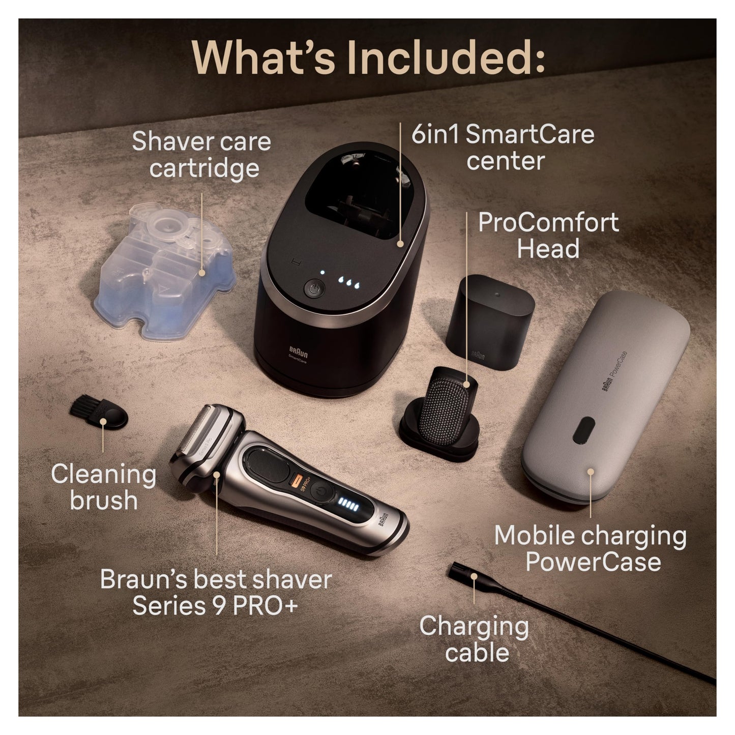 Braun Series 9 PRO+ Electric Shaver, Shaving Kit with 5 Pro Shave Elements and ProComfort Head, SmartCare Center