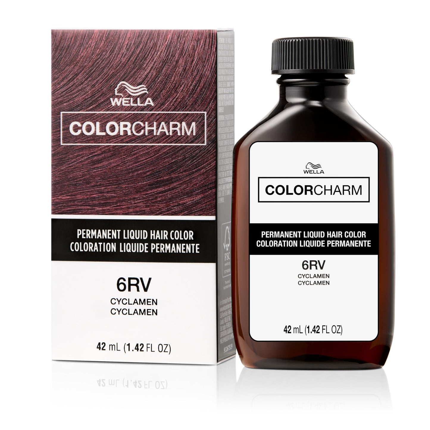 White Smoke COLORCHARM Permanent Liquid Hair Color | 6RV Cyclamen | Up to 100% Gray Coverage | 1.42 Fl Oz