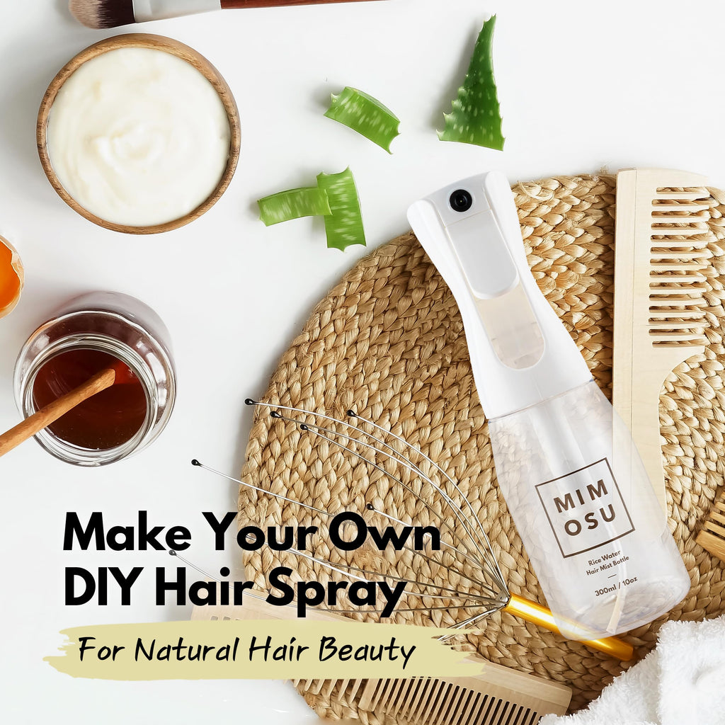 mimosu Continuous Mist Spray Bottle, 10oz – Refillable Sprayer for Hair Styling, Salon, Rice Water DIY, Curly Care Product