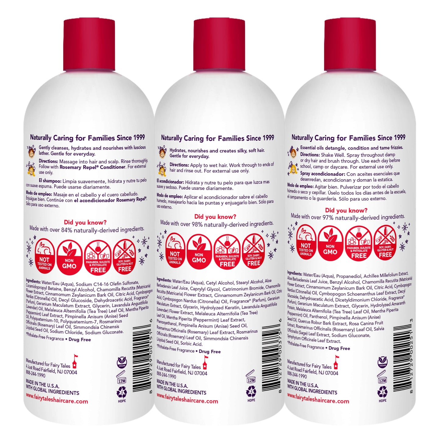 Recharge de shampoing, après-shampoing et spray revitalisant quotidien Fairy Tales Rosemary Repel pour enfants : les enfants aiment l'odeur, les poux, non.