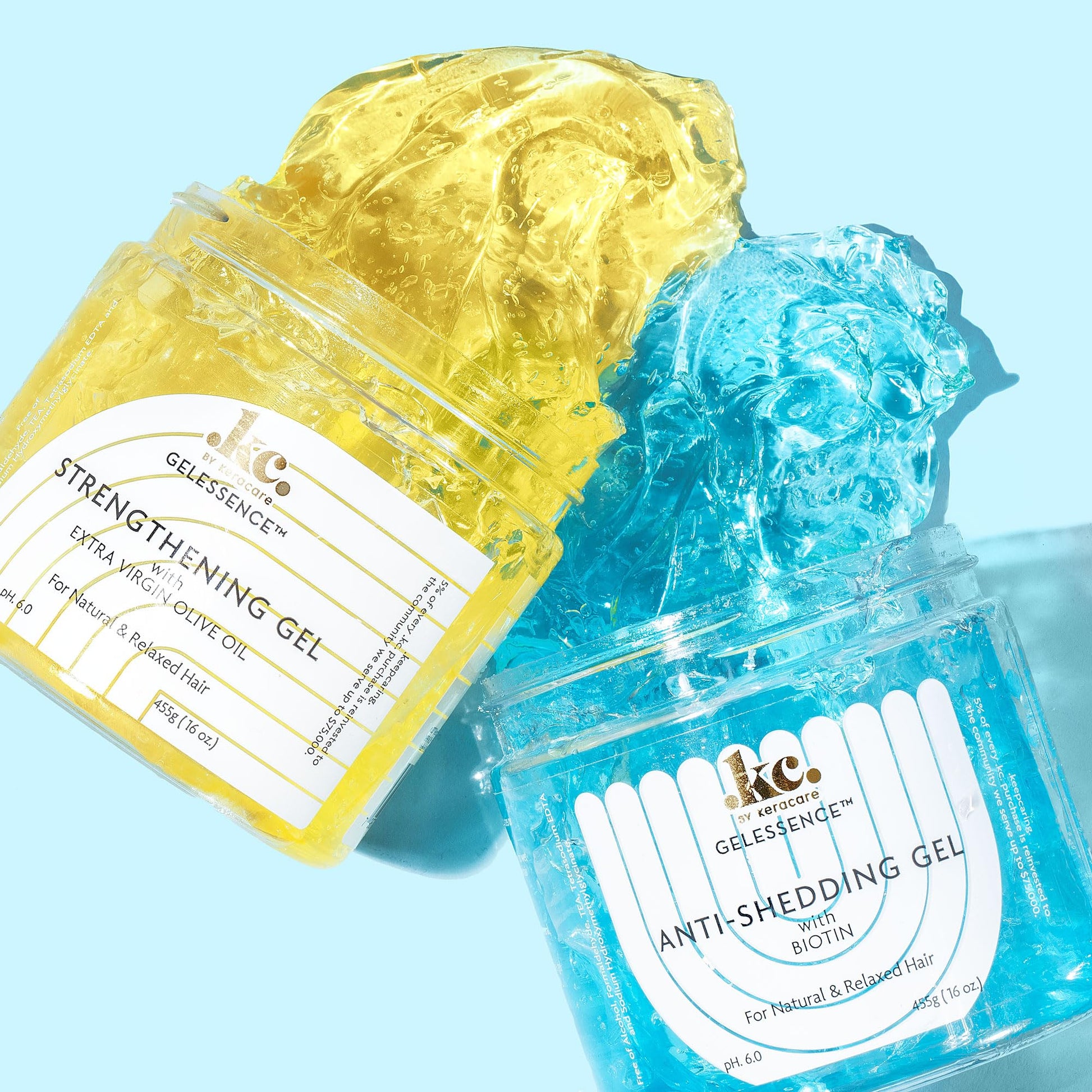Light Cyan KeraCare GelEssence Strengthening Gel - 16 ounce - with Extra Virgin Olive Oil (EVOO) - Strengthens Hair - Adds Shine - Flake Free - Vegan - Crunch Free