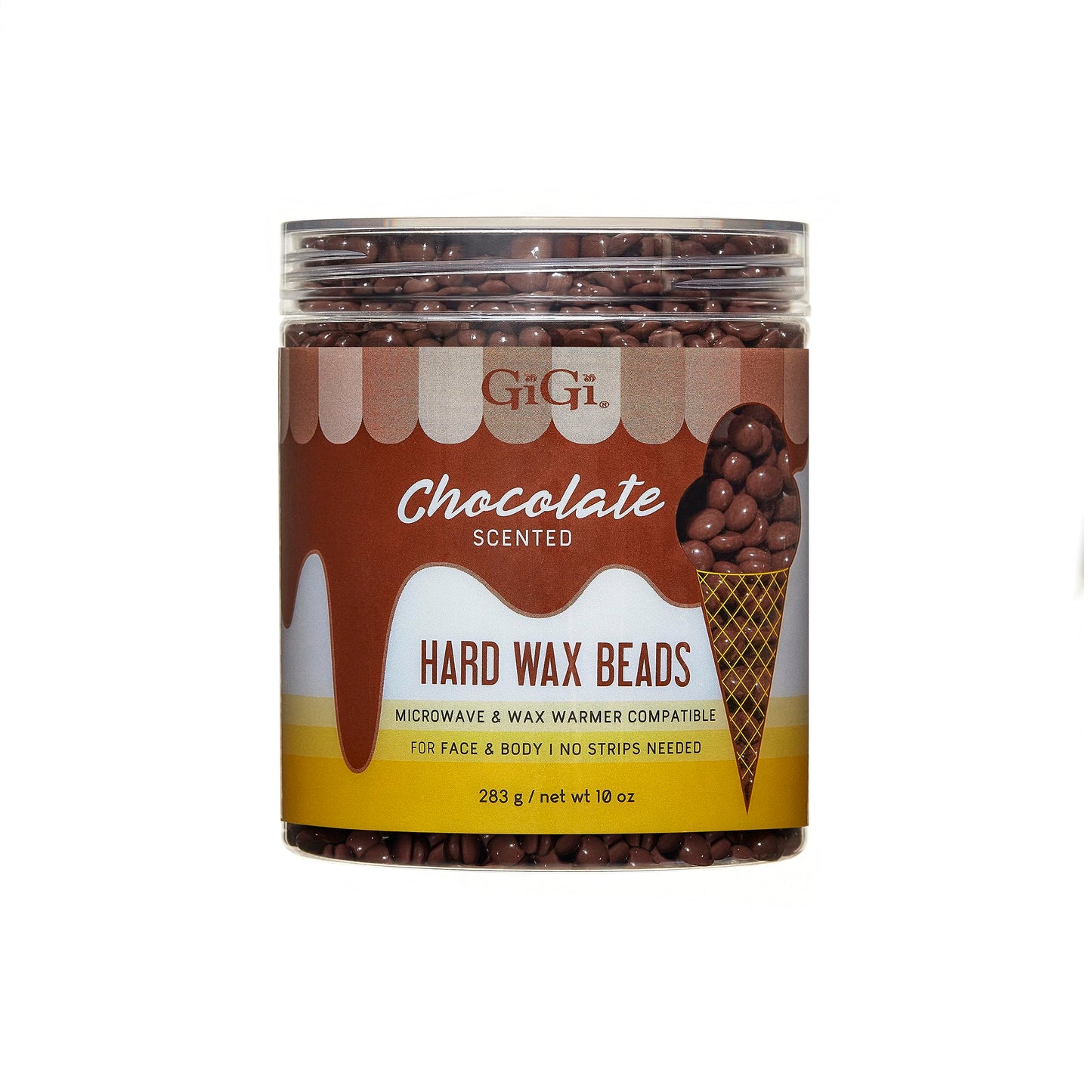 GiGi 硬蜡珠脱毛巧克力香味 - 无需脱毛纸，适用于面部和身体，微波炉和蜡加热器兼容，10 盎司